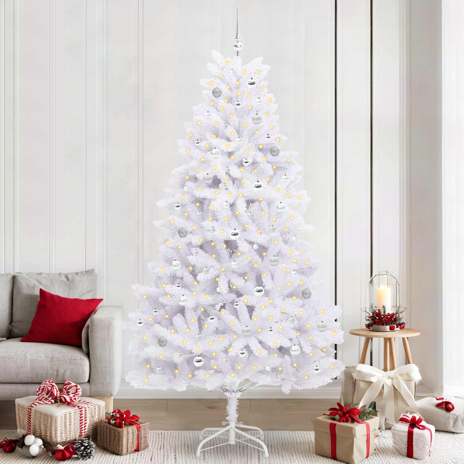 vidaXL Kunstmatige Inklapbare Kerstboom Wit 180 cm PVC en staal