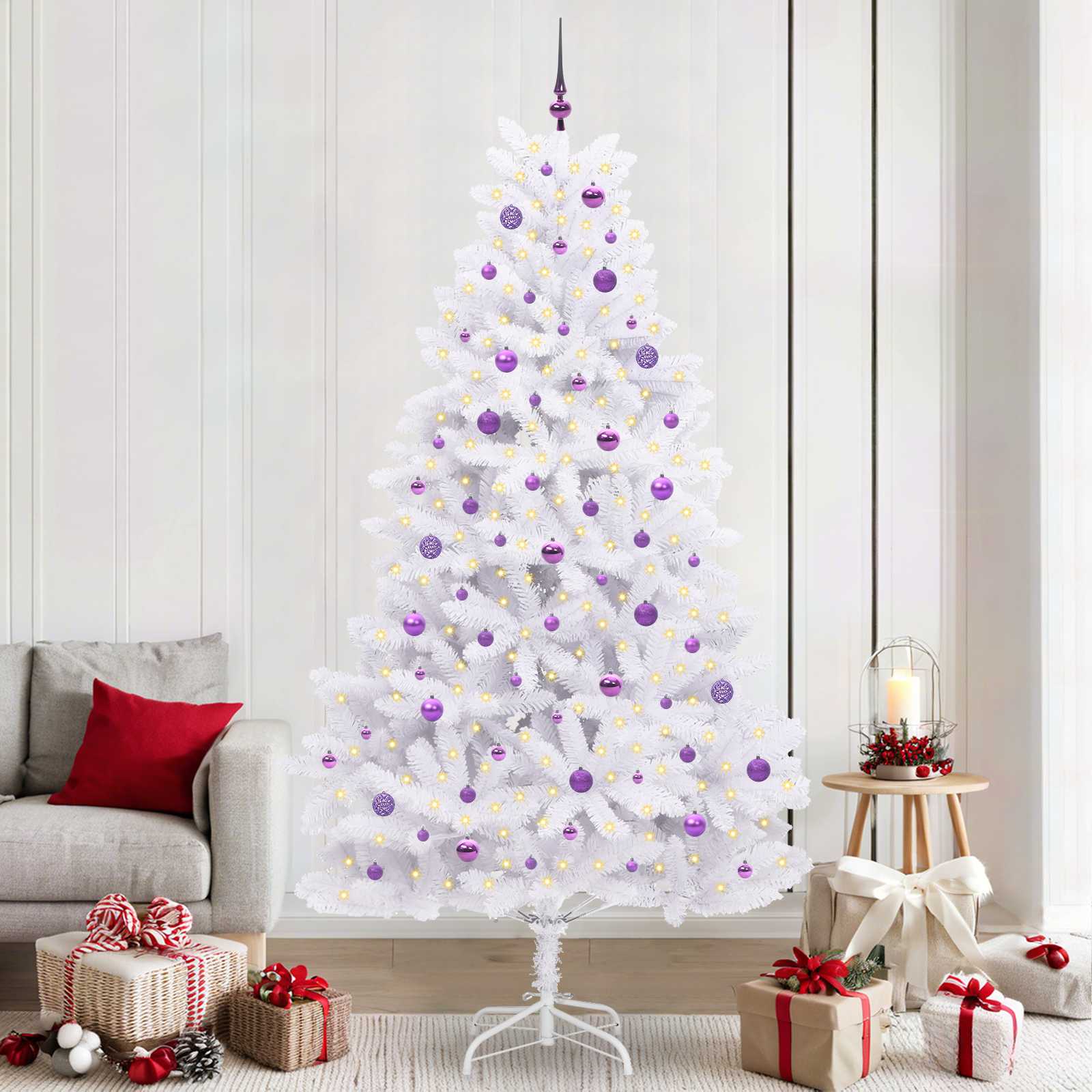 vidaXL Kunstmatige Inklapbare Kerstboom Wit 180 cm PVC en staal