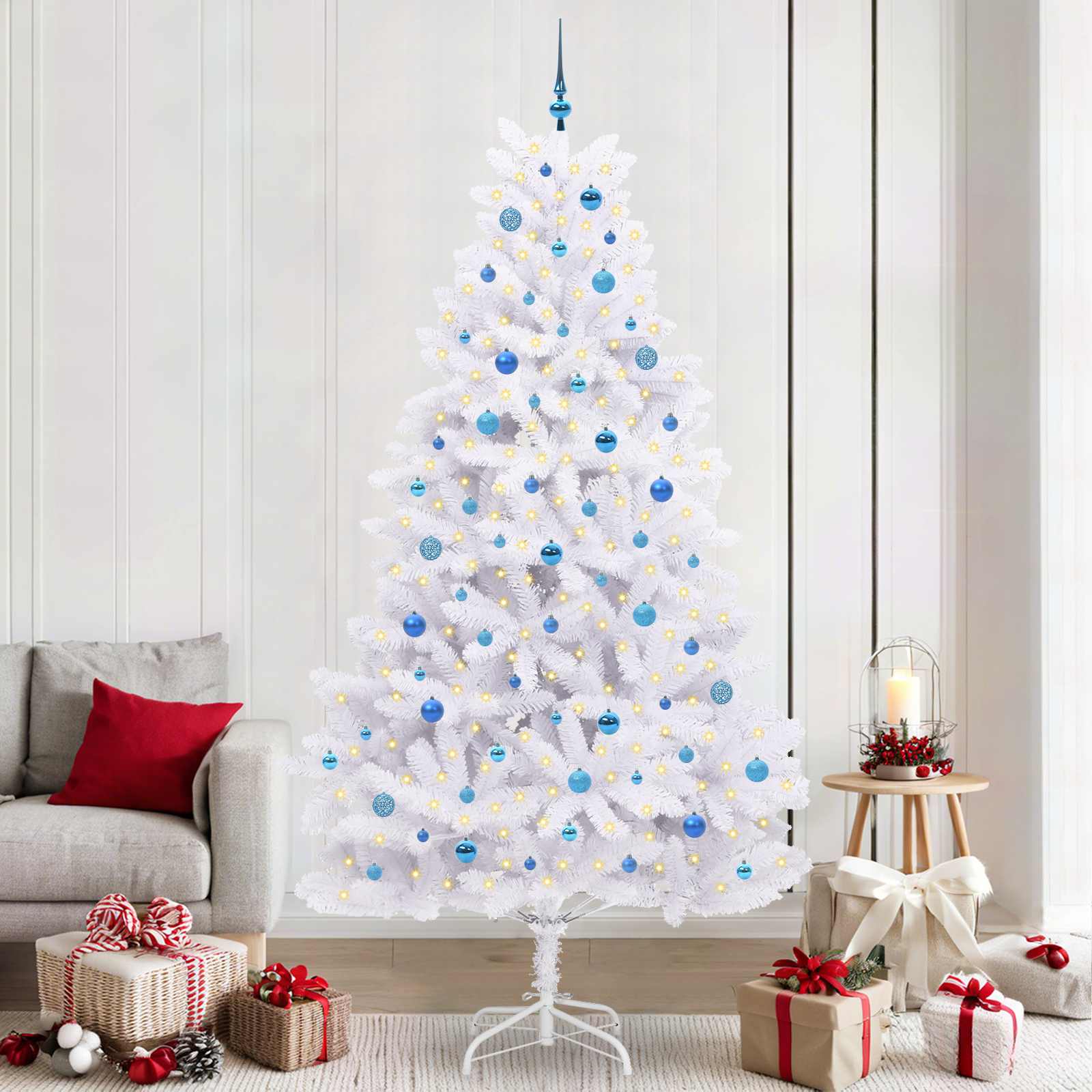 vidaXL Kunstmatige Inklapbare Kerstboom Wit 180 cm PVC en staal