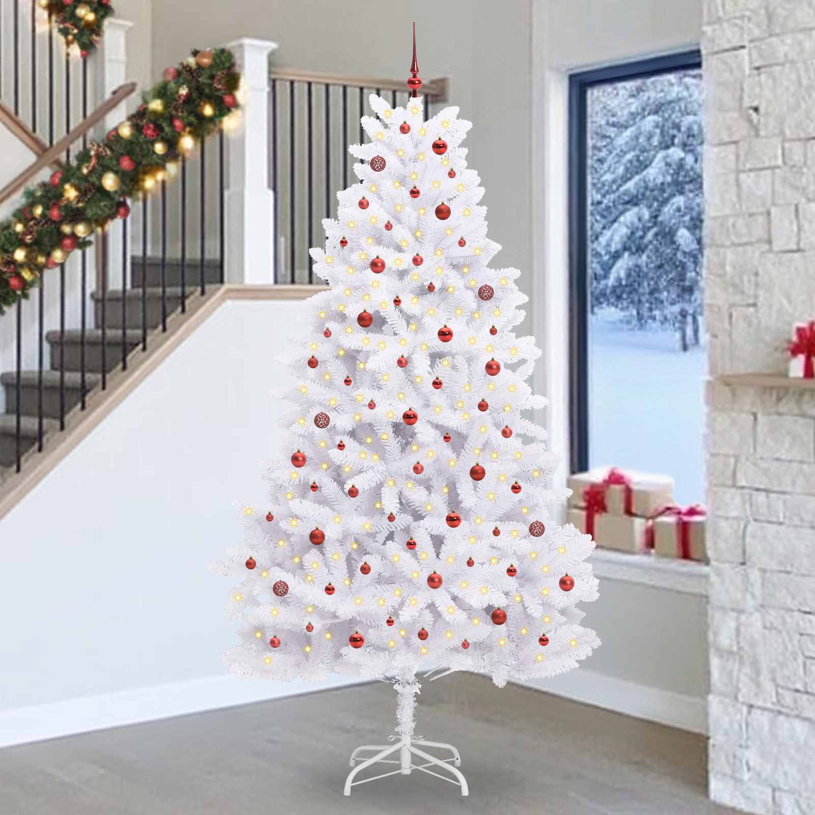 vidaXL Kunstmatige Inklapbare Kerstboom Wit 180 cm PVC en staal