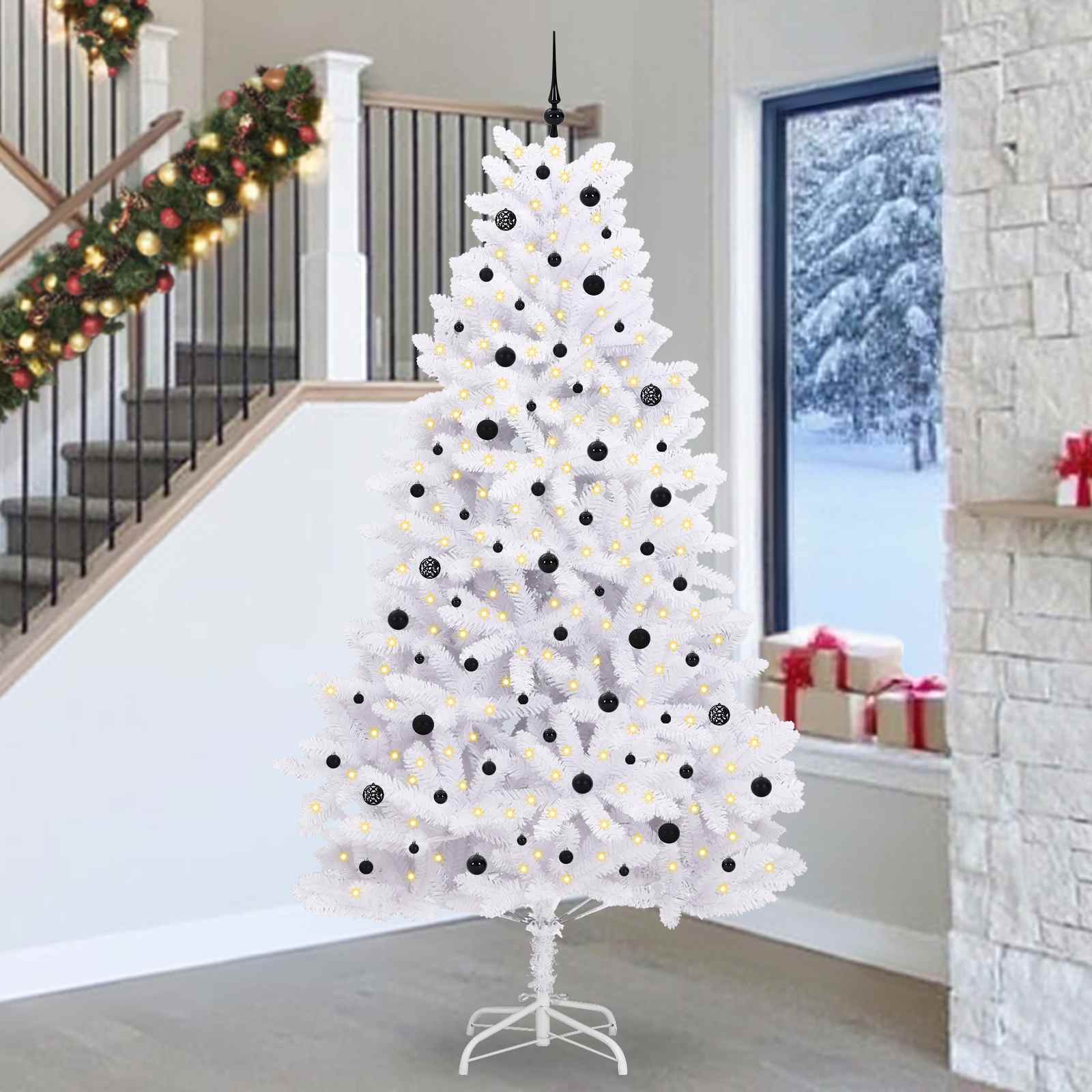 vidaXL Kunstmatige Inklapbare Kerstboom Wit 180 cm PVC en staal