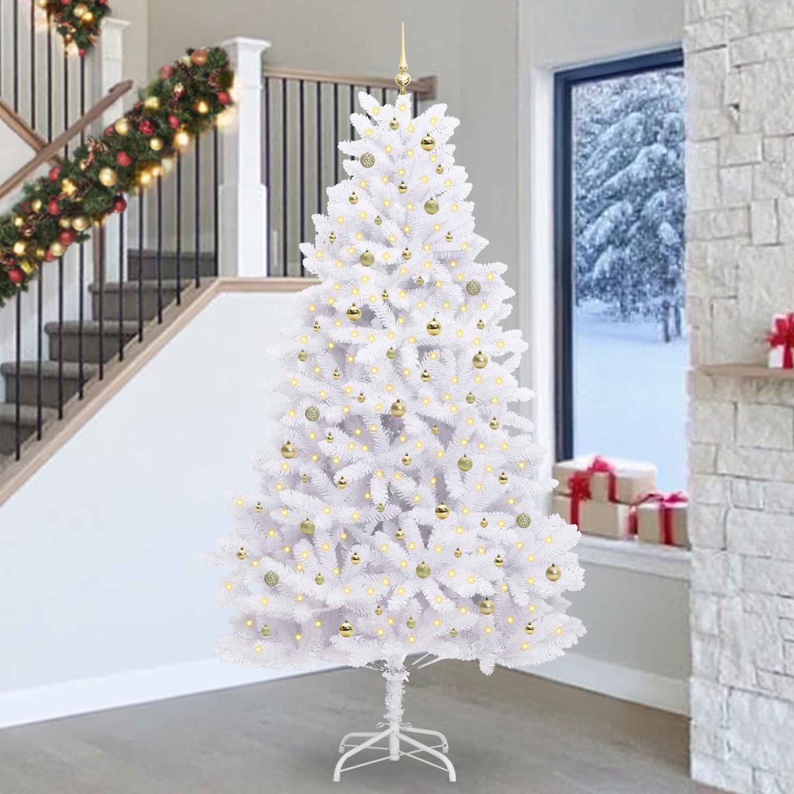 vidaXL Kunstmatige Inklapbare Kerstboom Wit 180 cm PVC en staal