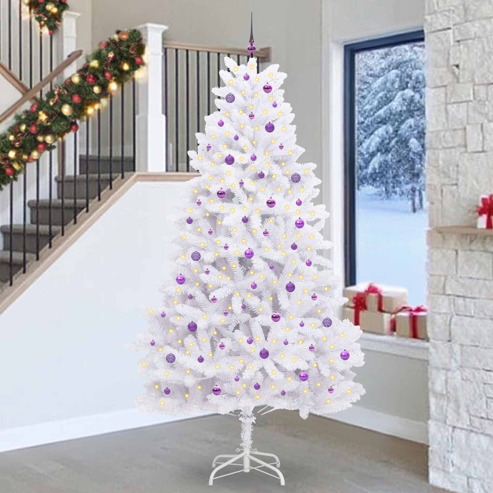 vidaXL Kunstmatige Inklapbare Kerstboom Wit 180 cm PVC en staal