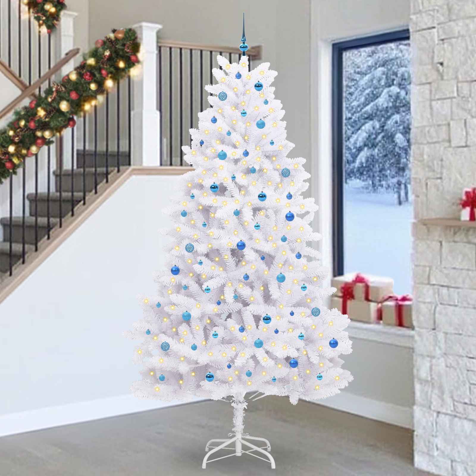 vidaXL Kunstmatige Inklapbare Kerstboom Wit 180 cm PVC en staal