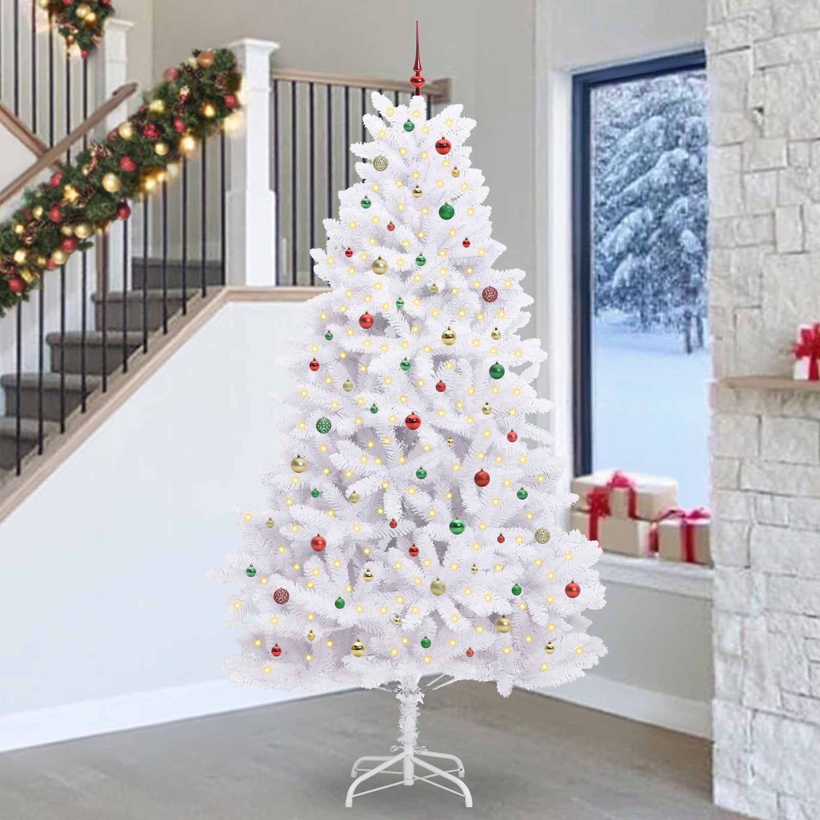 vidaXL Kunstmatige Inklapbare Kerstboom Wit 180 cm PVC en staal