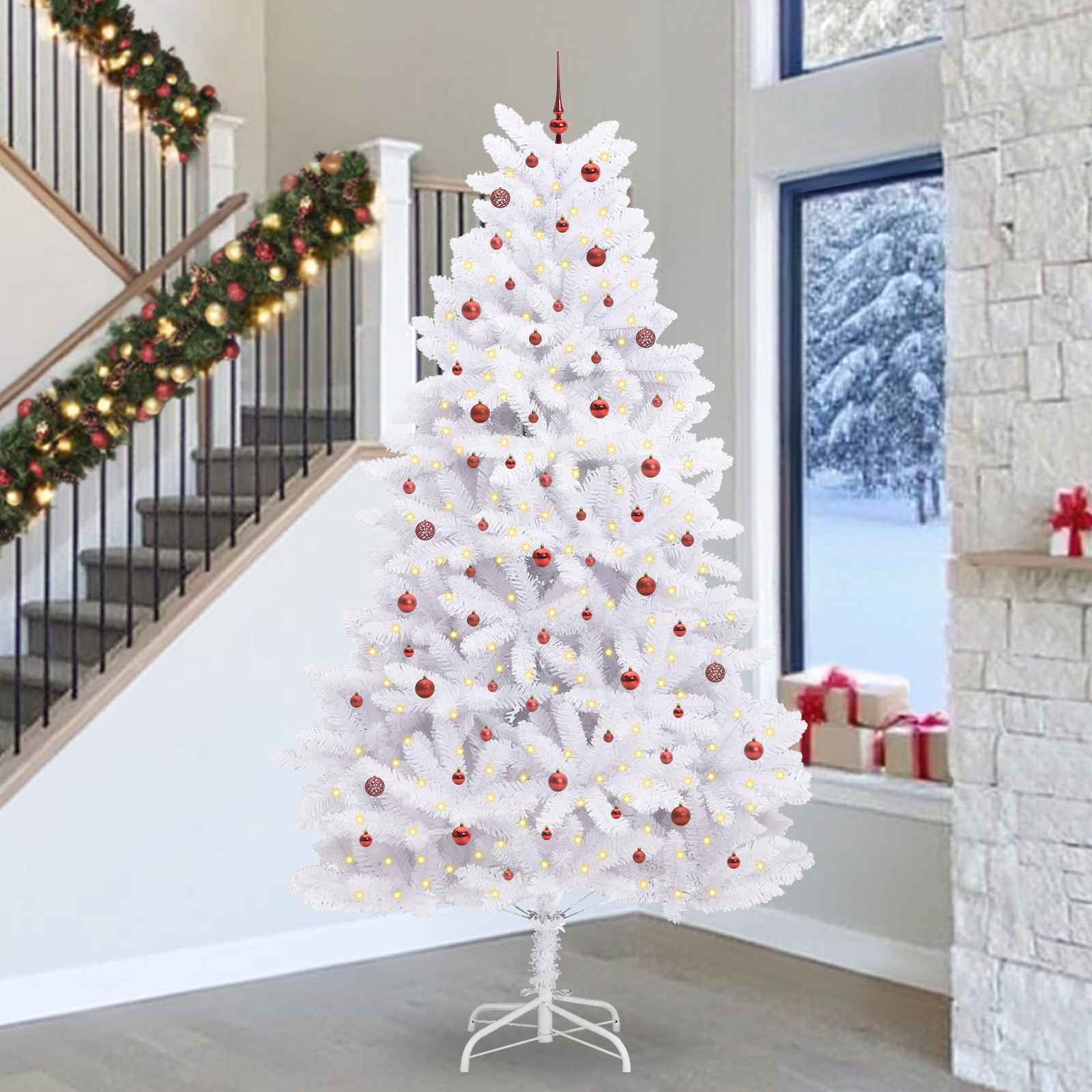 vidaXL Kunstmatige Inklapbare Kerstboom Wit 180 cm PVC en staal