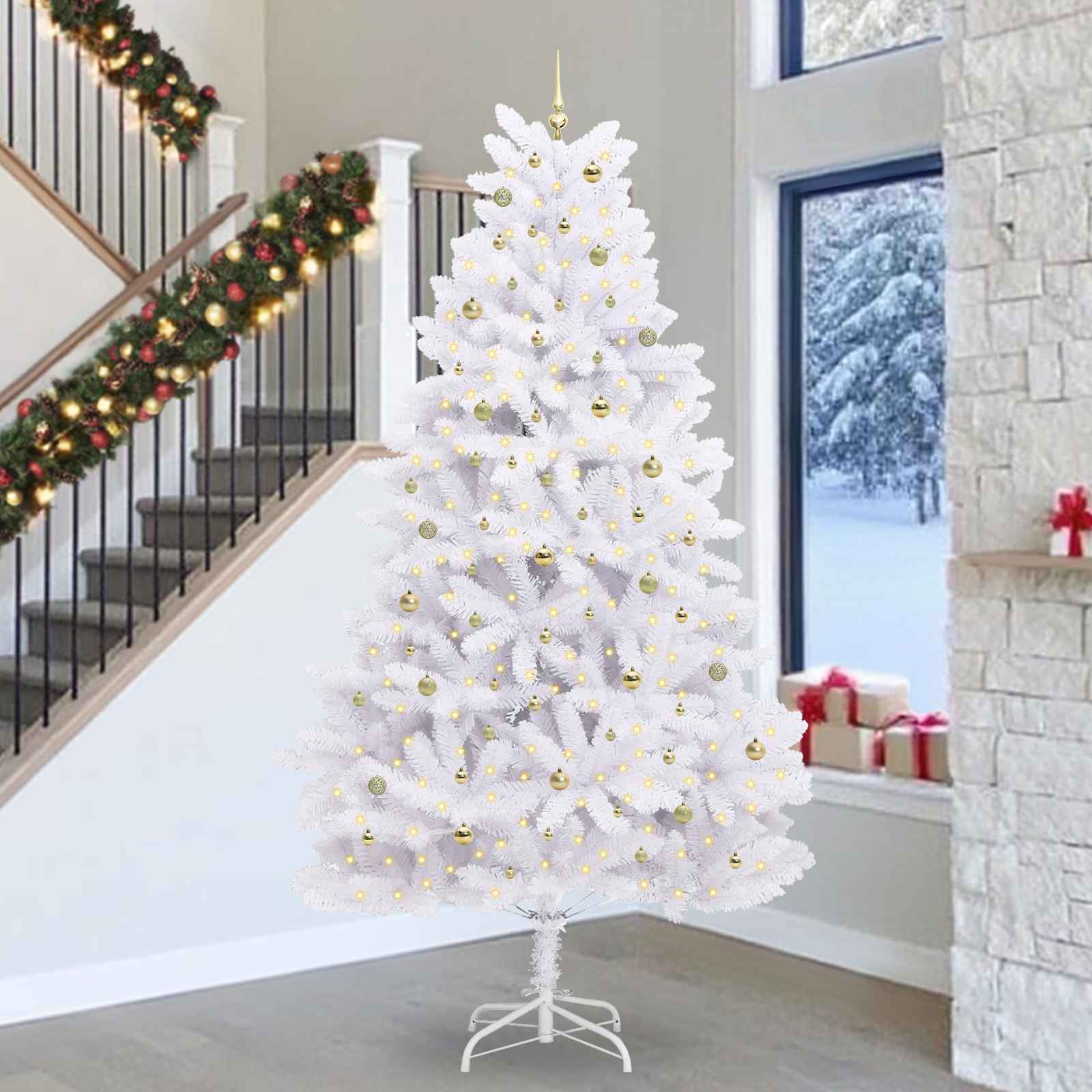 vidaXL Kunstmatige Inklapbare Kerstboom Wit 180 cm PVC en staal