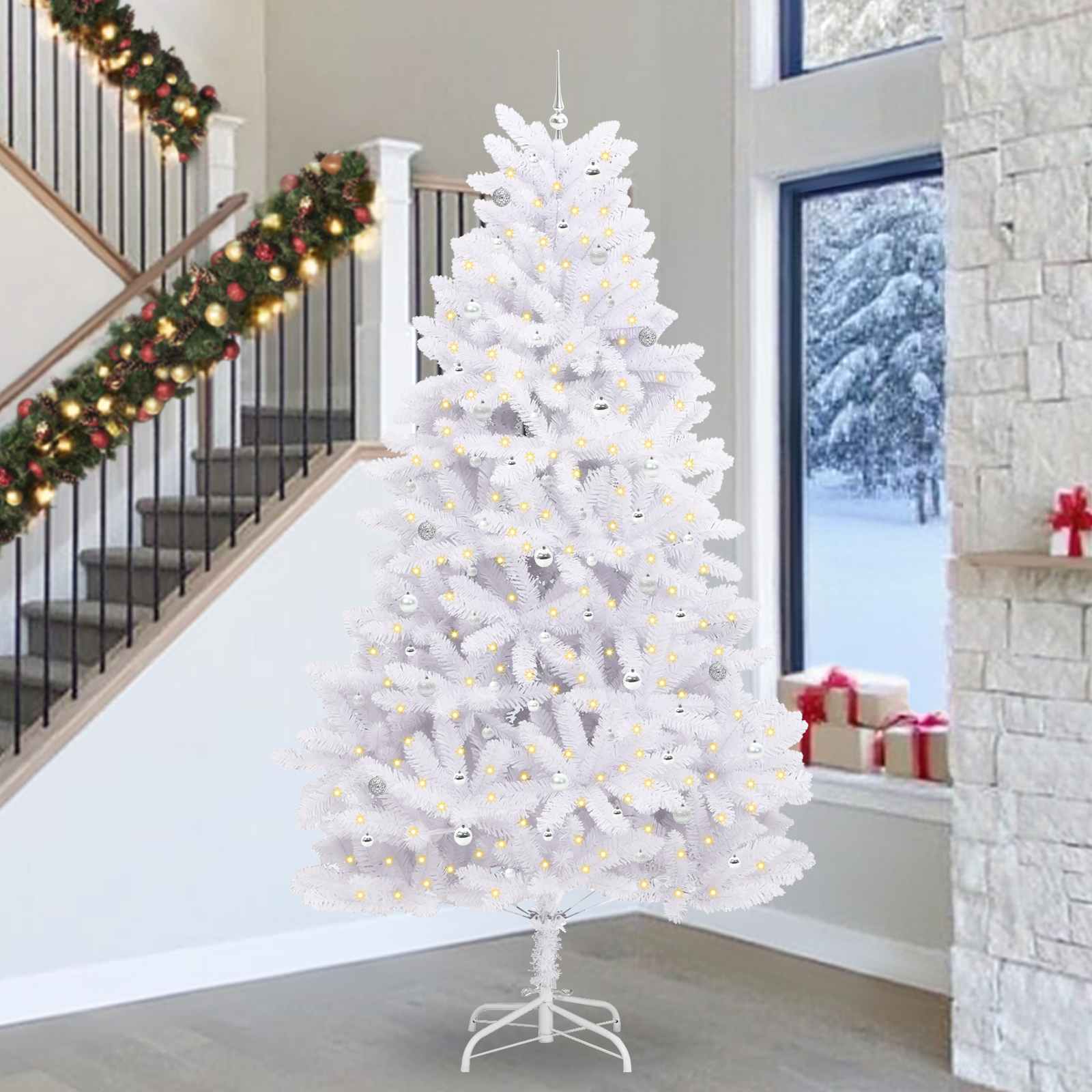 vidaXL Kunstmatige Inklapbare Kerstboom Wit 180 cm PVC en staal
