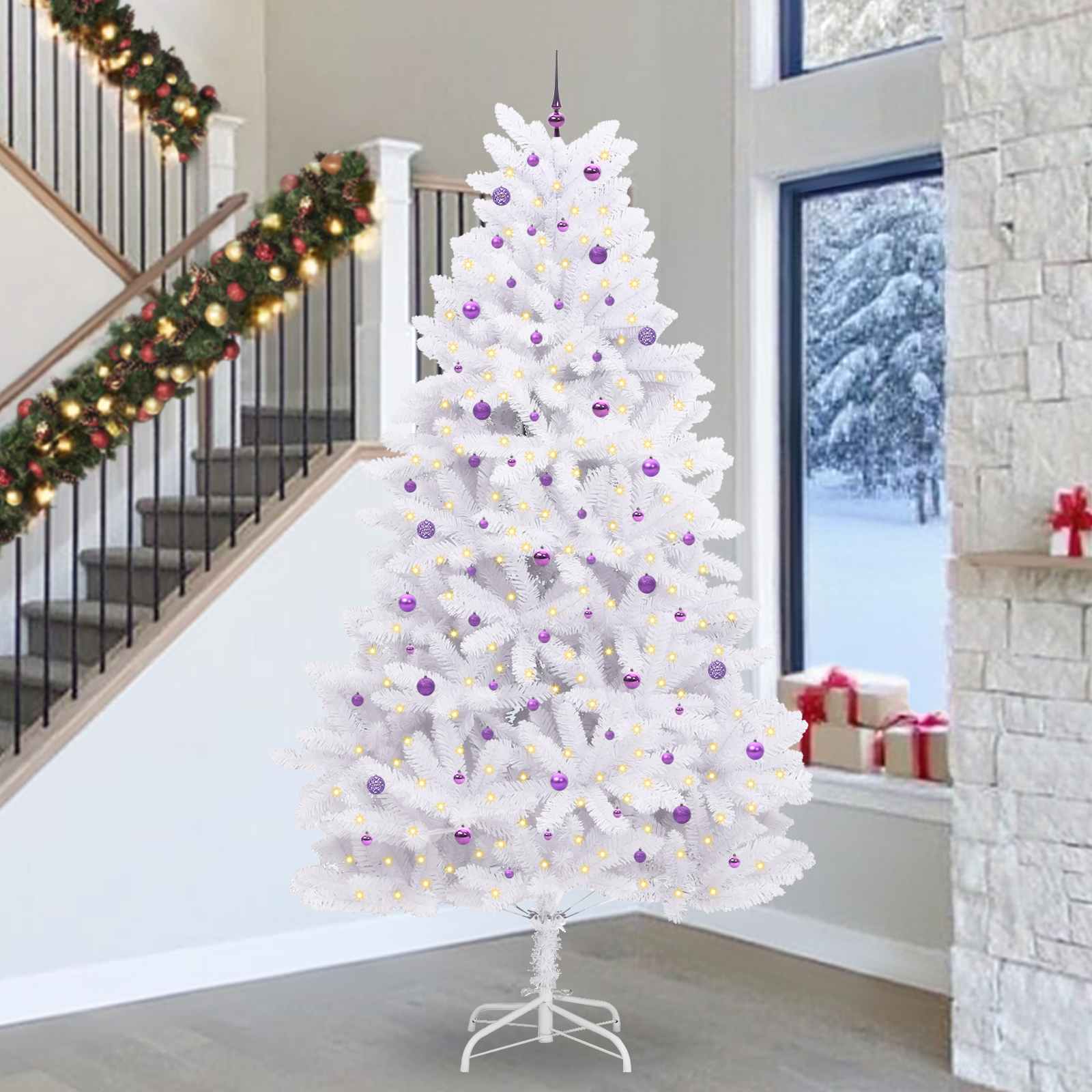 vidaXL Kunstmatige Inklapbare Kerstboom Wit 180 cm PVC en staal