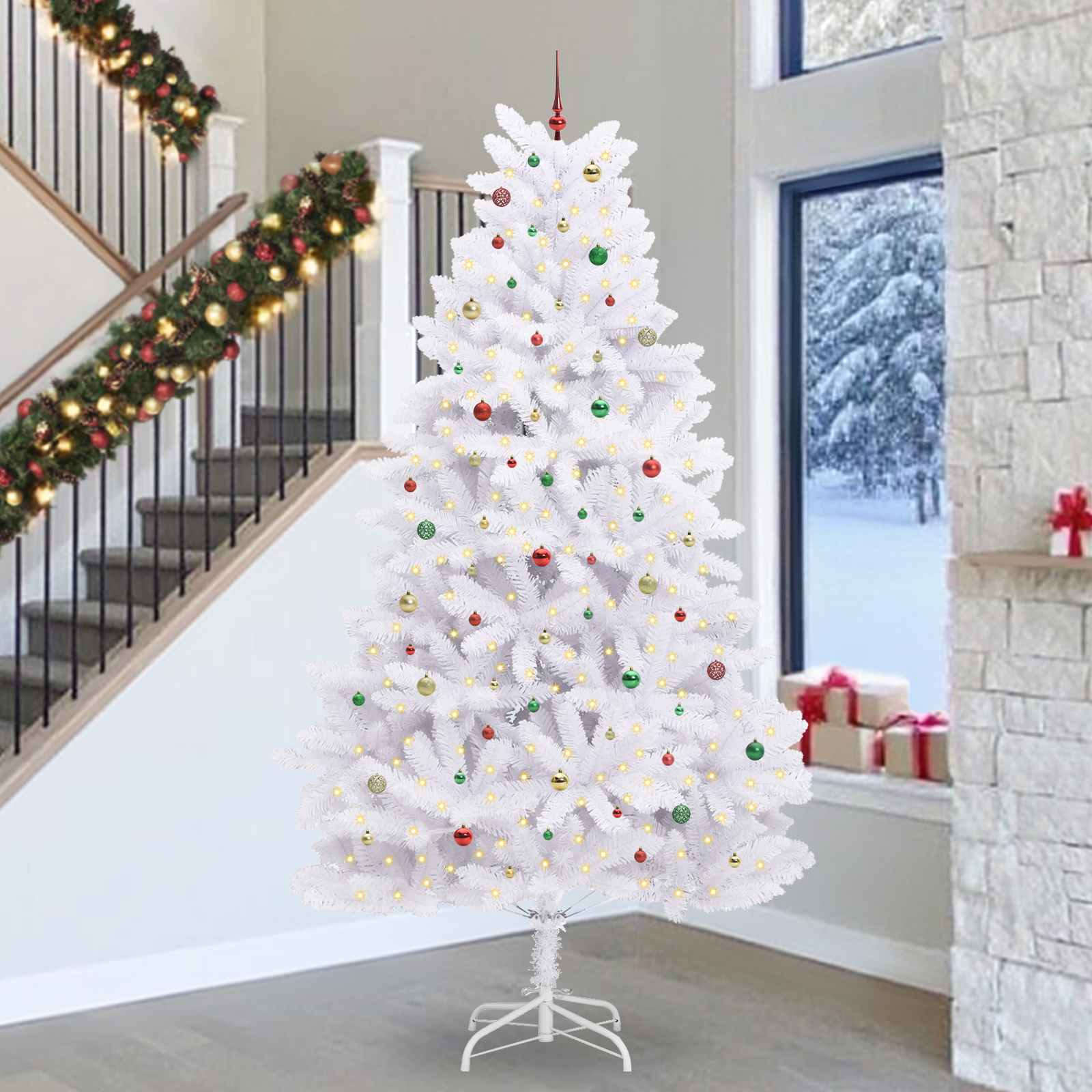 vidaXL Kunstmatige Inklapbare Kerstboom Wit 180 cm PVC en staal