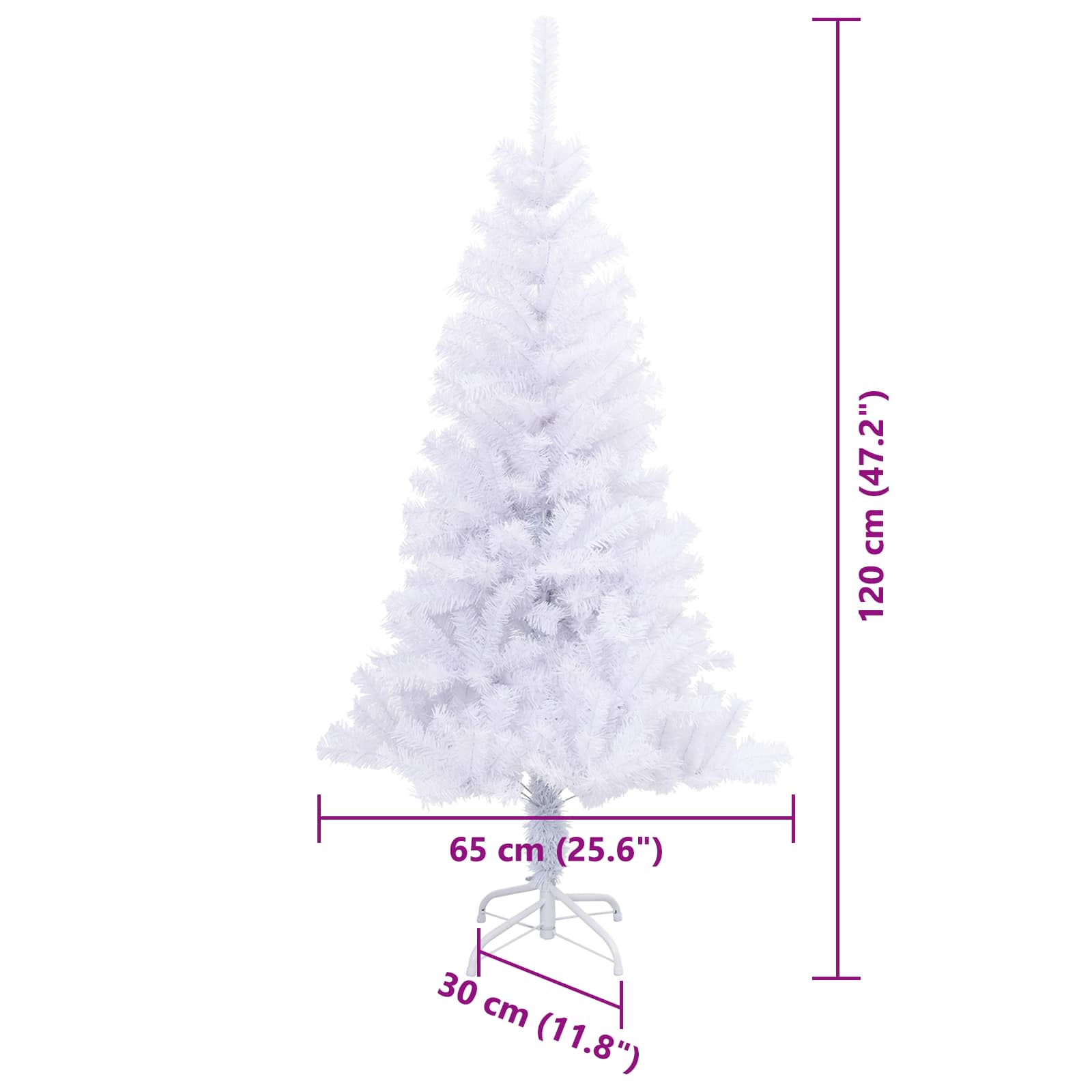 vidaXL Kunstkerstboom met 150 LED Wit 120 cm PVC en Staal