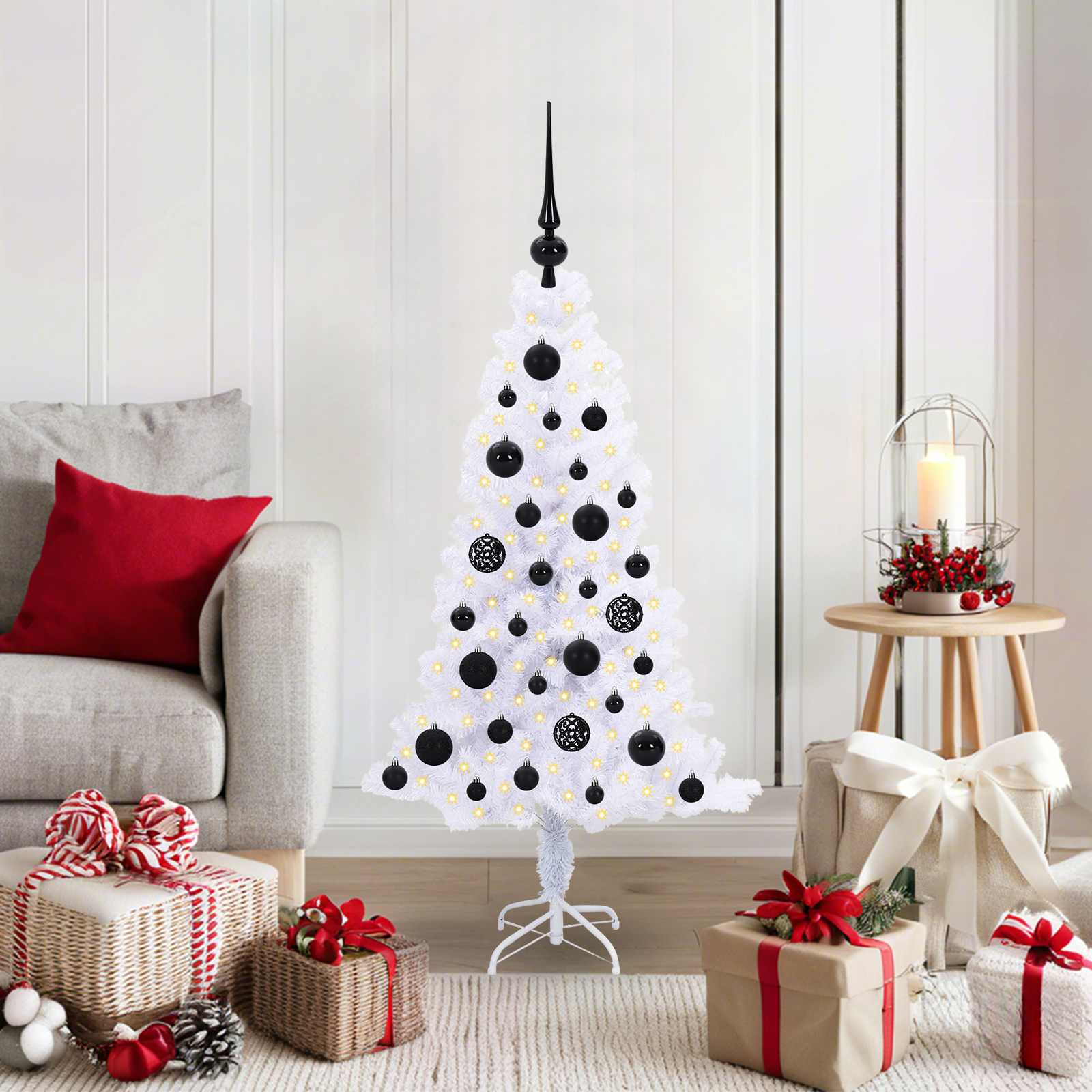 vidaXL Kunstkerstboom met 150 LED Wit 120 cm PVC en Staal