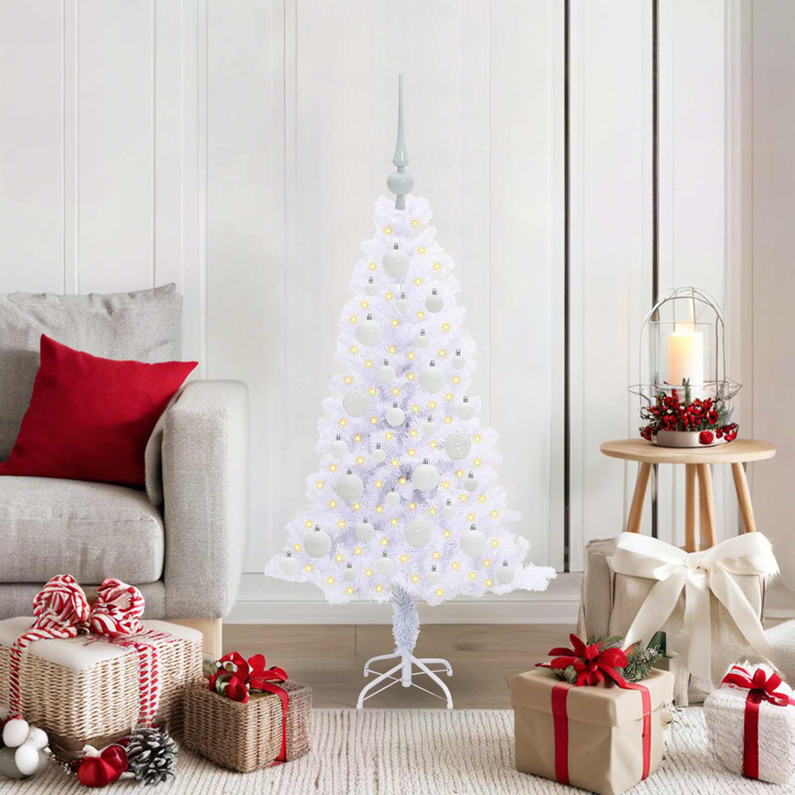 vidaXL Kunstkerstboom met 150 LED Wit 120 cm PVC en Staal
