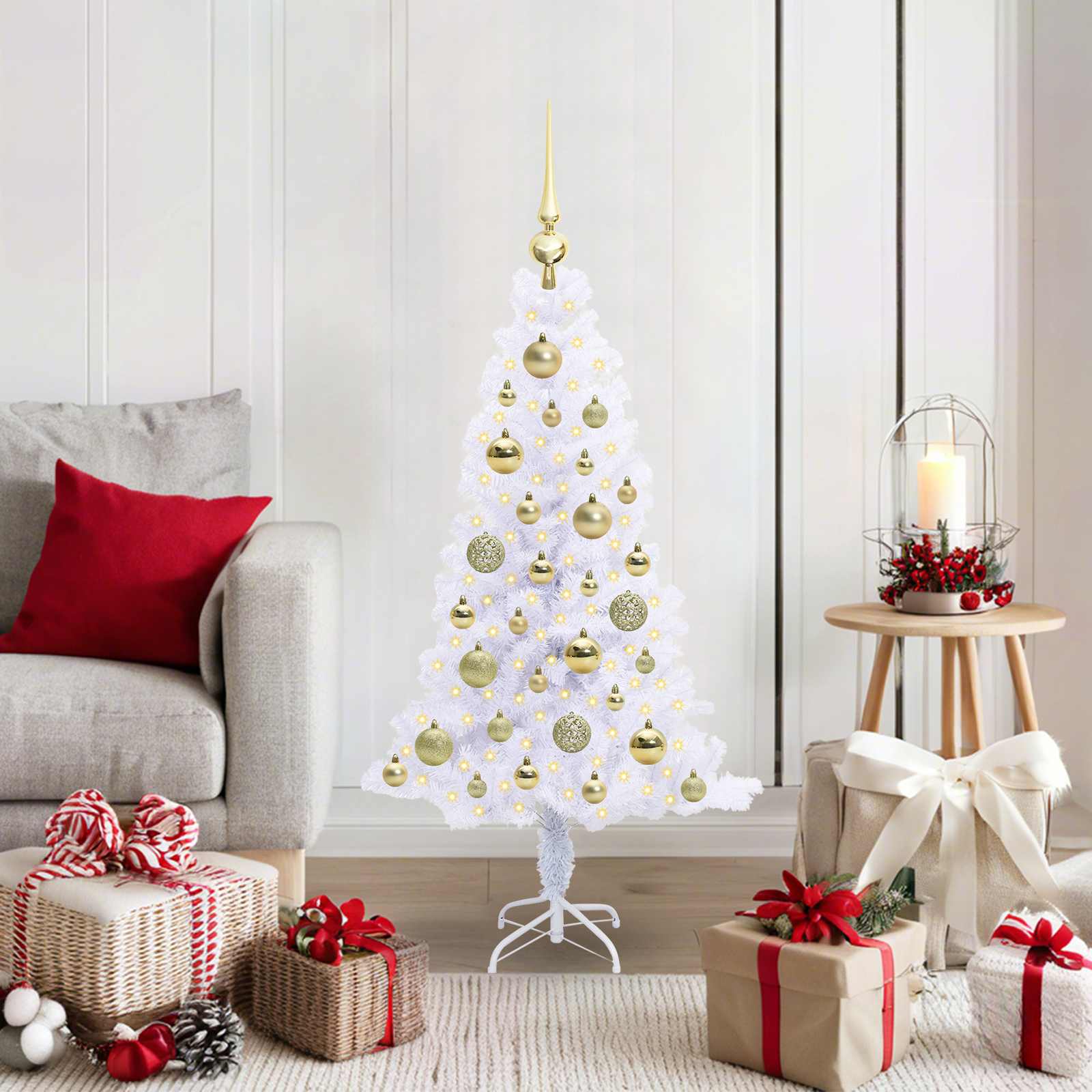 vidaXL Kunstkerstboom met 150 LED Wit 120 cm PVC en Staal
