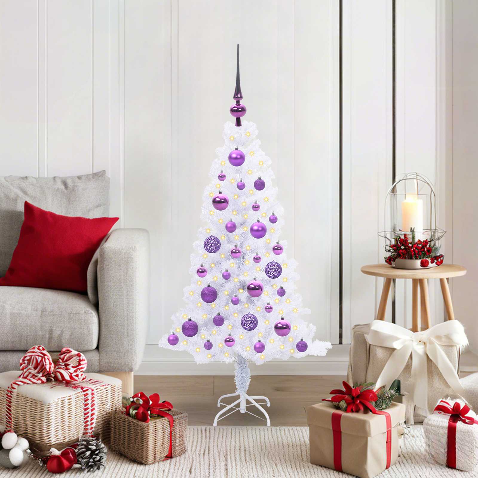 vidaXL Kunstkerstboom met 150 LED Wit 120 cm PVC en Staal