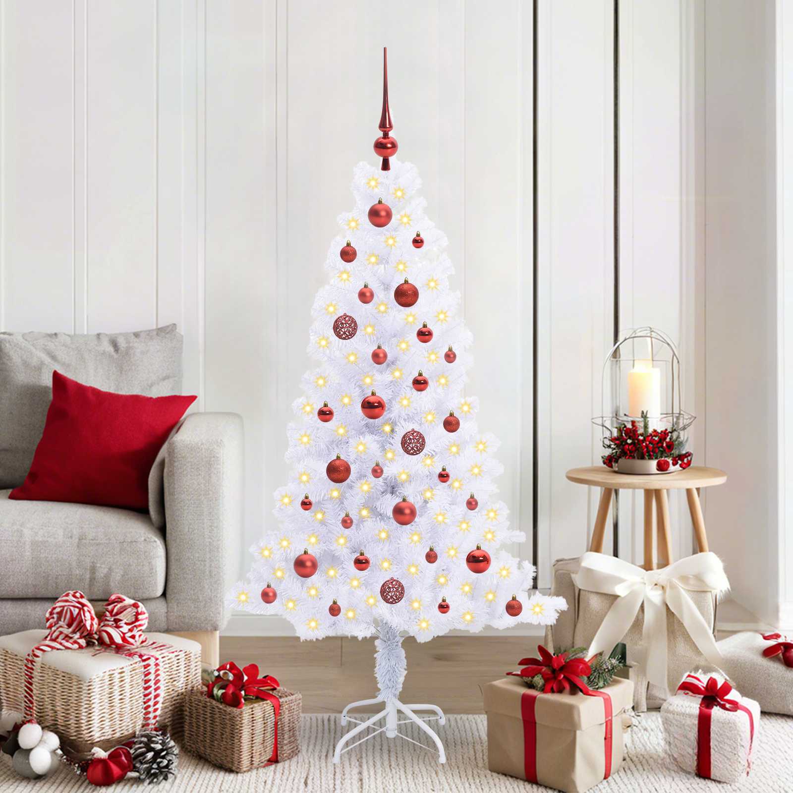 vidaXL Kunstkerstboom met 150 LED Wit 120 cm PVC en Staal