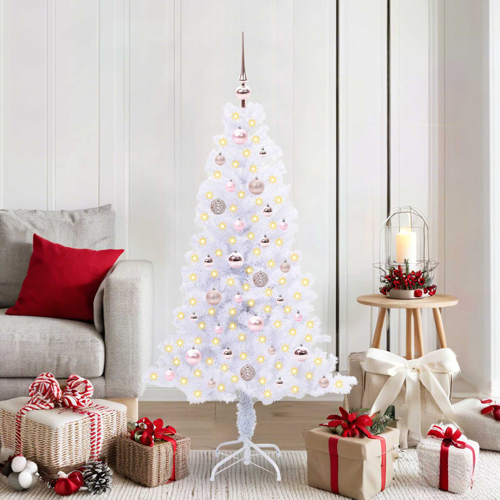 vidaXL Kunstkerstboom met 150 LED Wit 120 cm PVC en Staal
