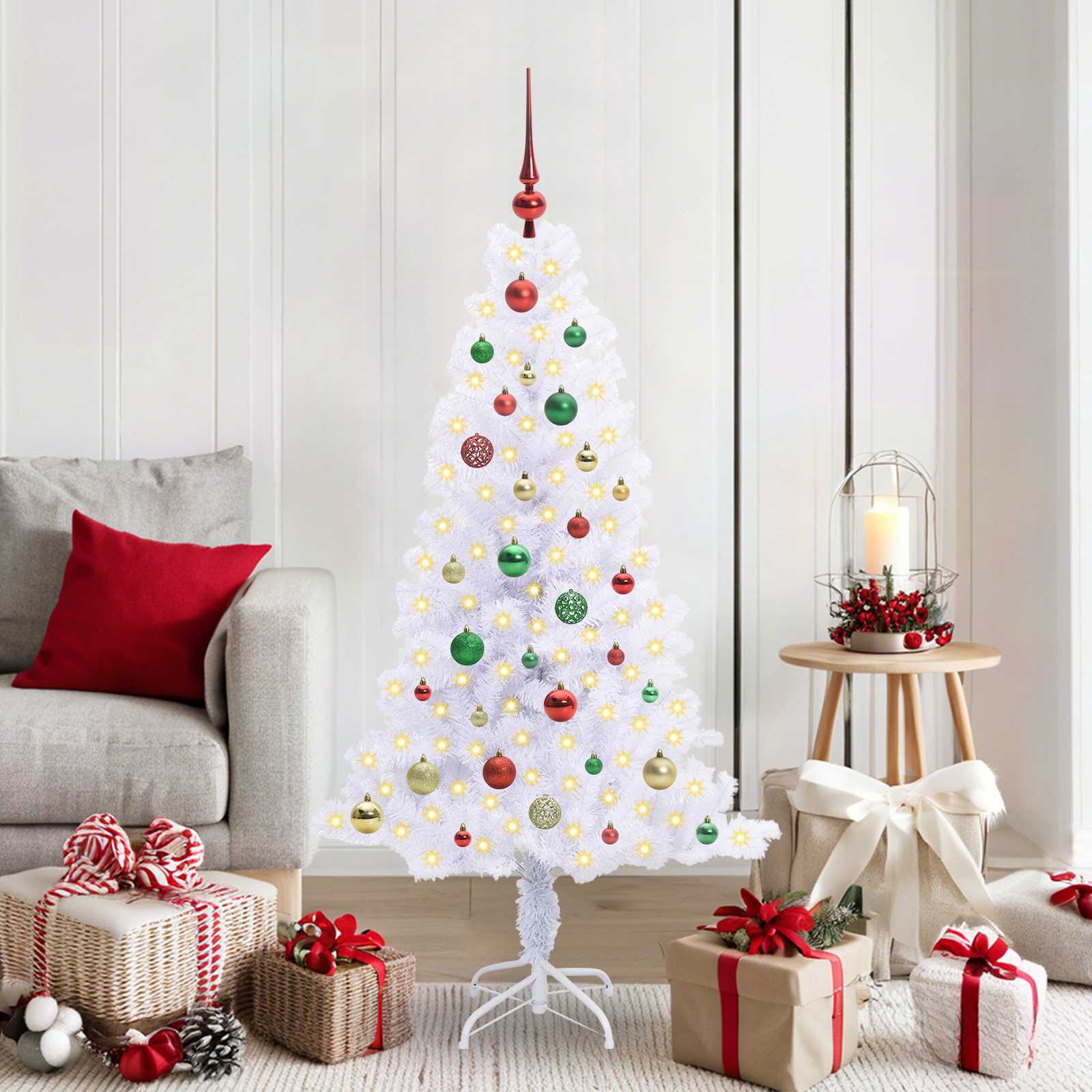 vidaXL Kunstkerstboom met 150 LED Wit 120 cm PVC en Staal