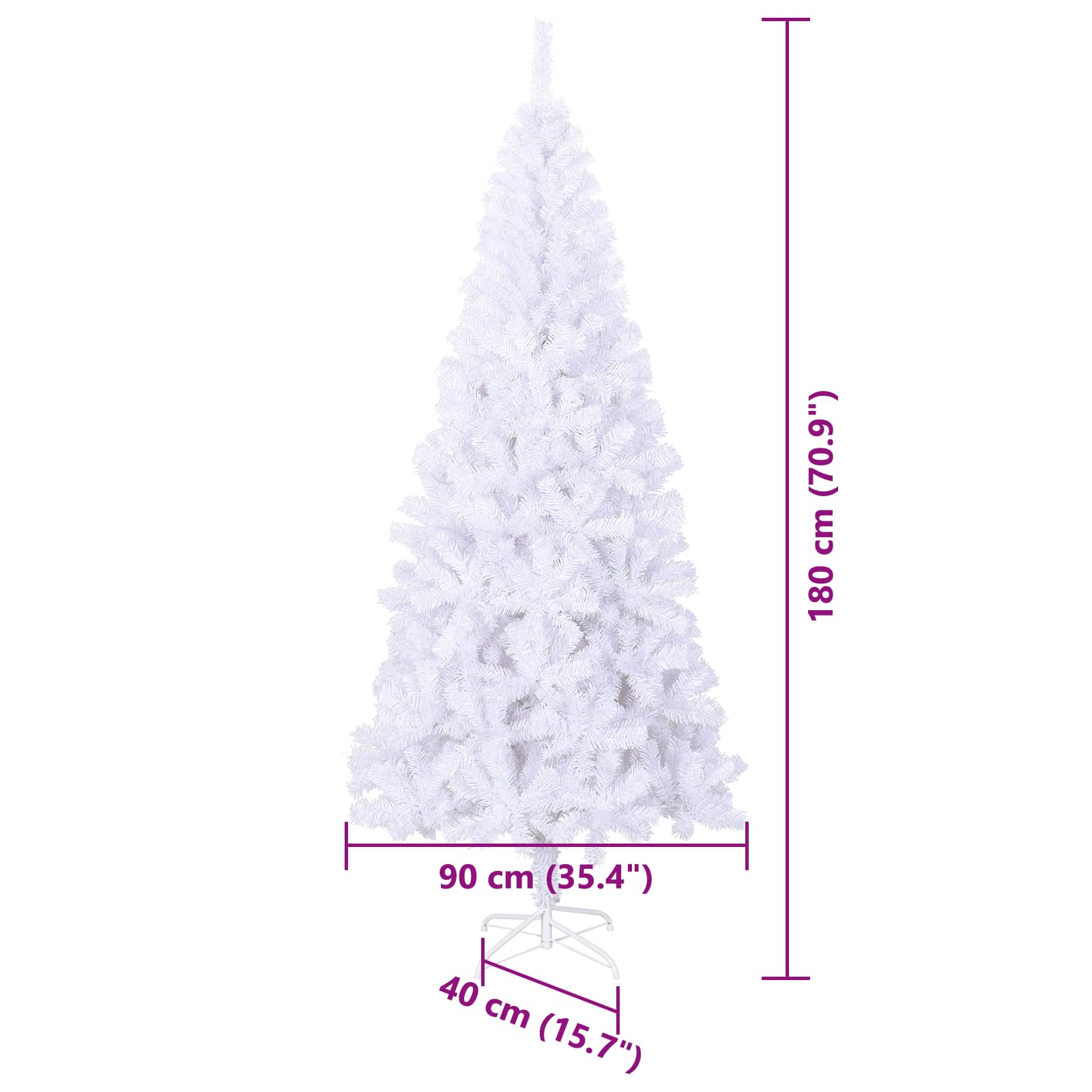 vidaXL Kunstkerstboom met 300 LED Wit 180 cm PVC en staal