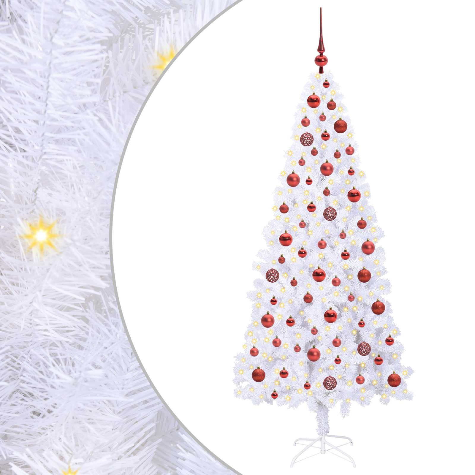 vidaXL Kunstkerstboom met 300 LED Wit 180 cm PVC en staal