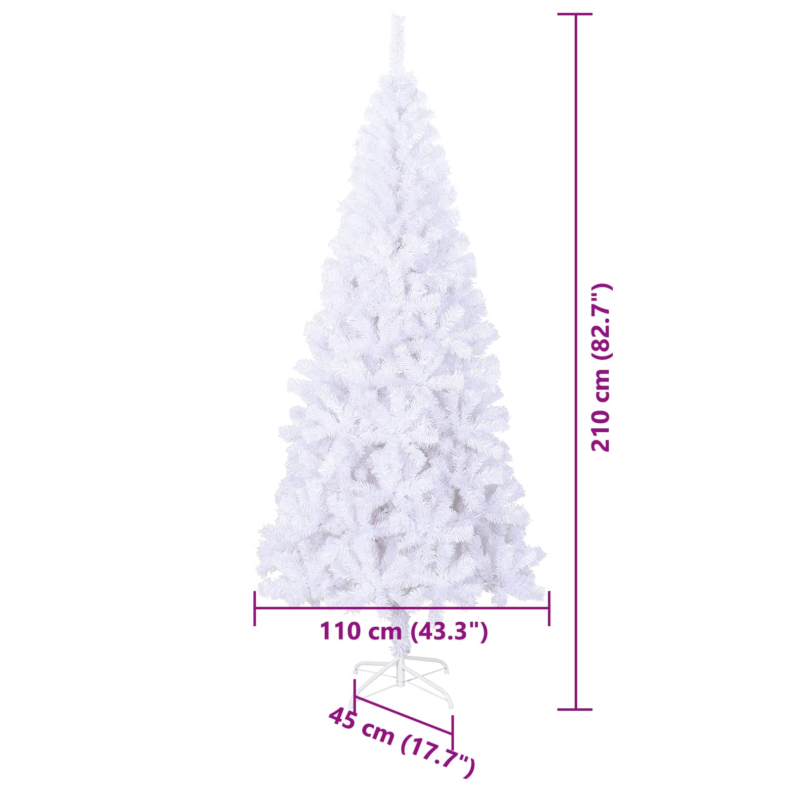 vidaXL Kunstkerstboom met 300 LED Wit 210 cm PVC en staal