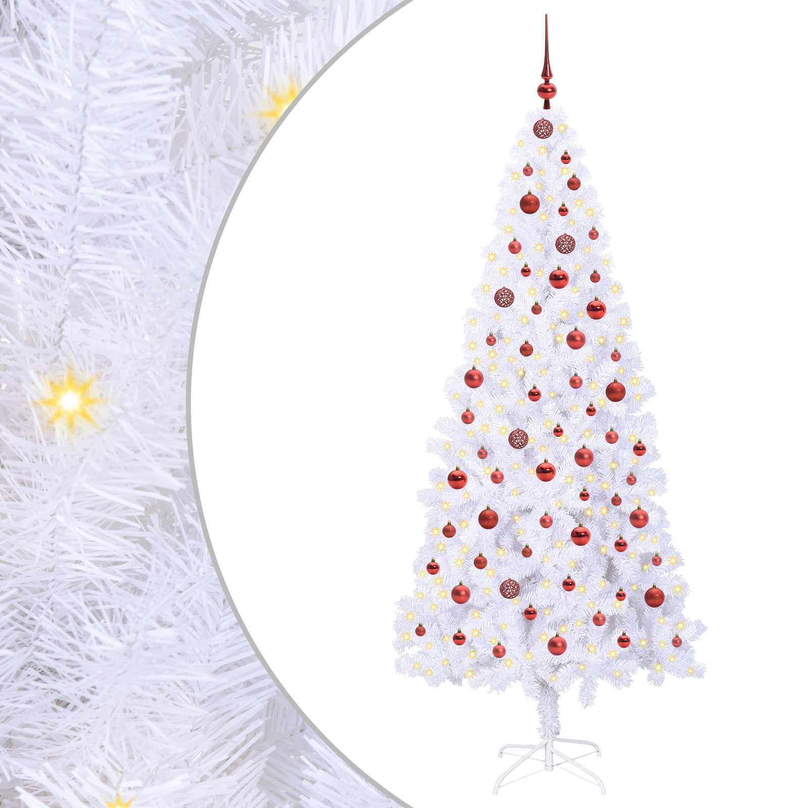 vidaXL Kunstkerstboom met 300 LED Wit 210 cm PVC en staal