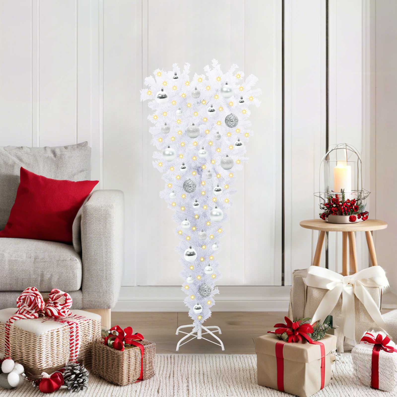 vidaXL Kunstkerstboom met 150 LED Wit 120 cm PVC en Staal