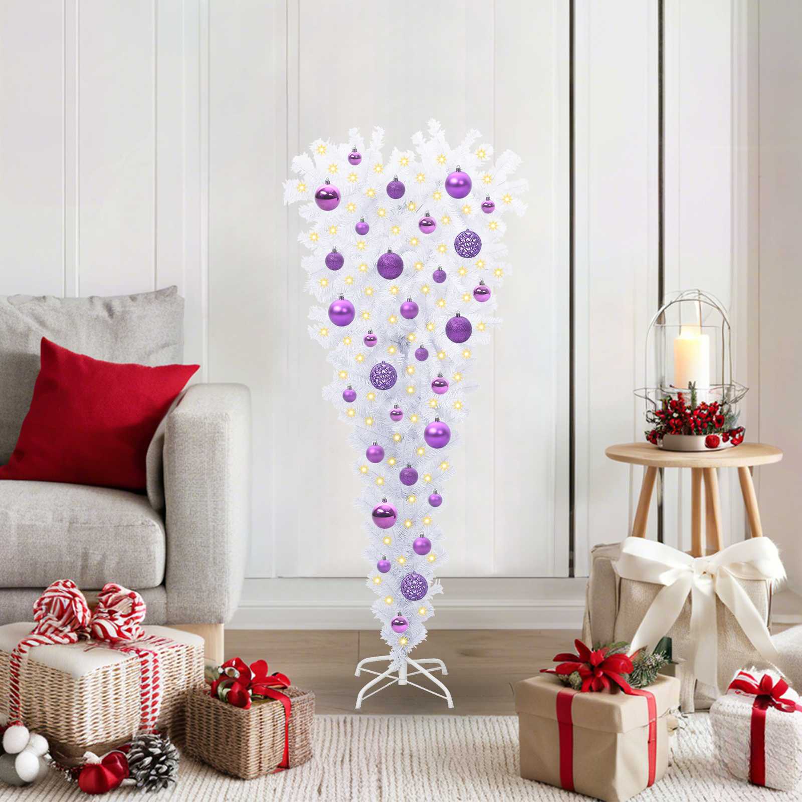 vidaXL Kunstkerstboom met 150 LED Wit 120 cm PVC en Staal