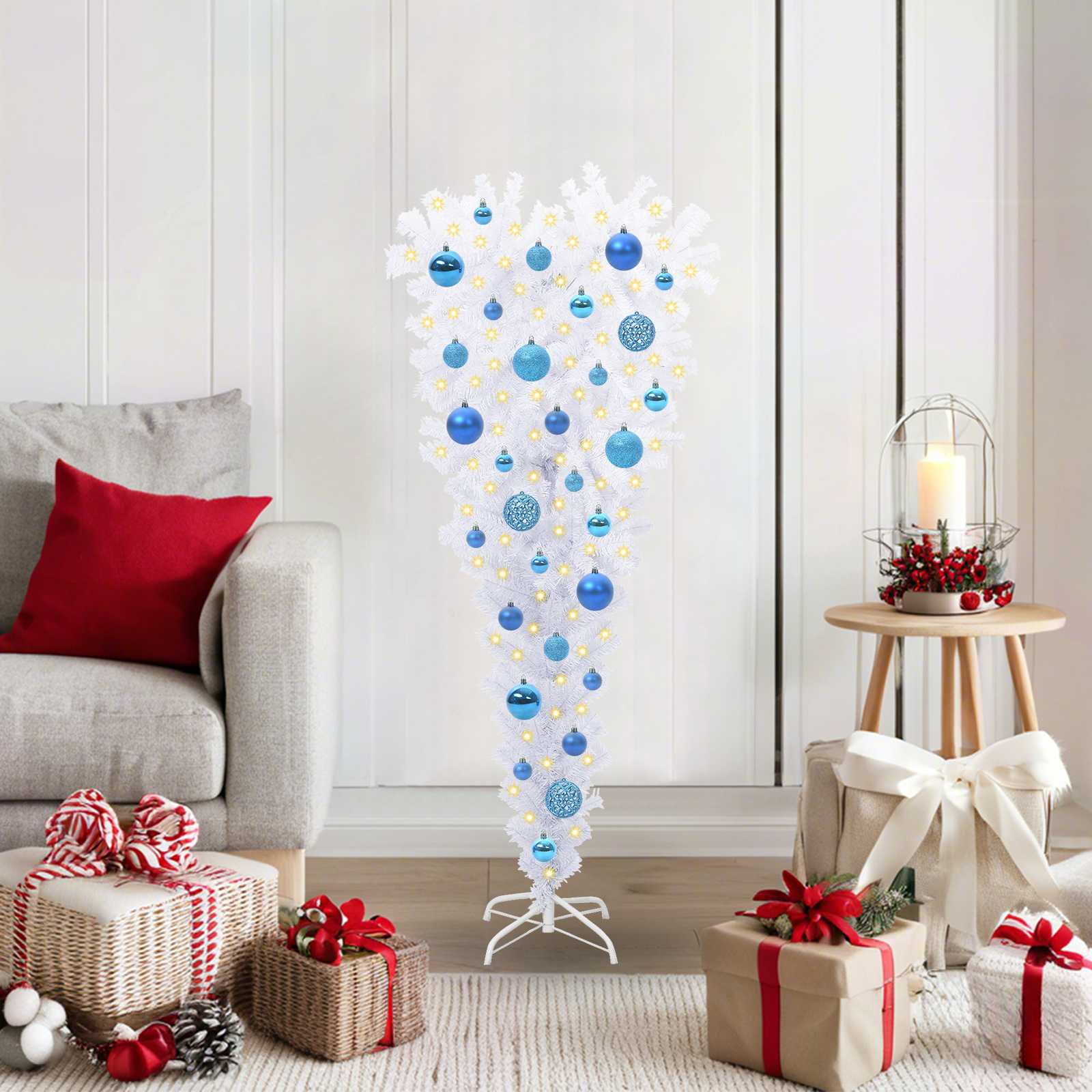 vidaXL Kunstkerstboom met 150 LED Wit 120 cm PVC en Staal