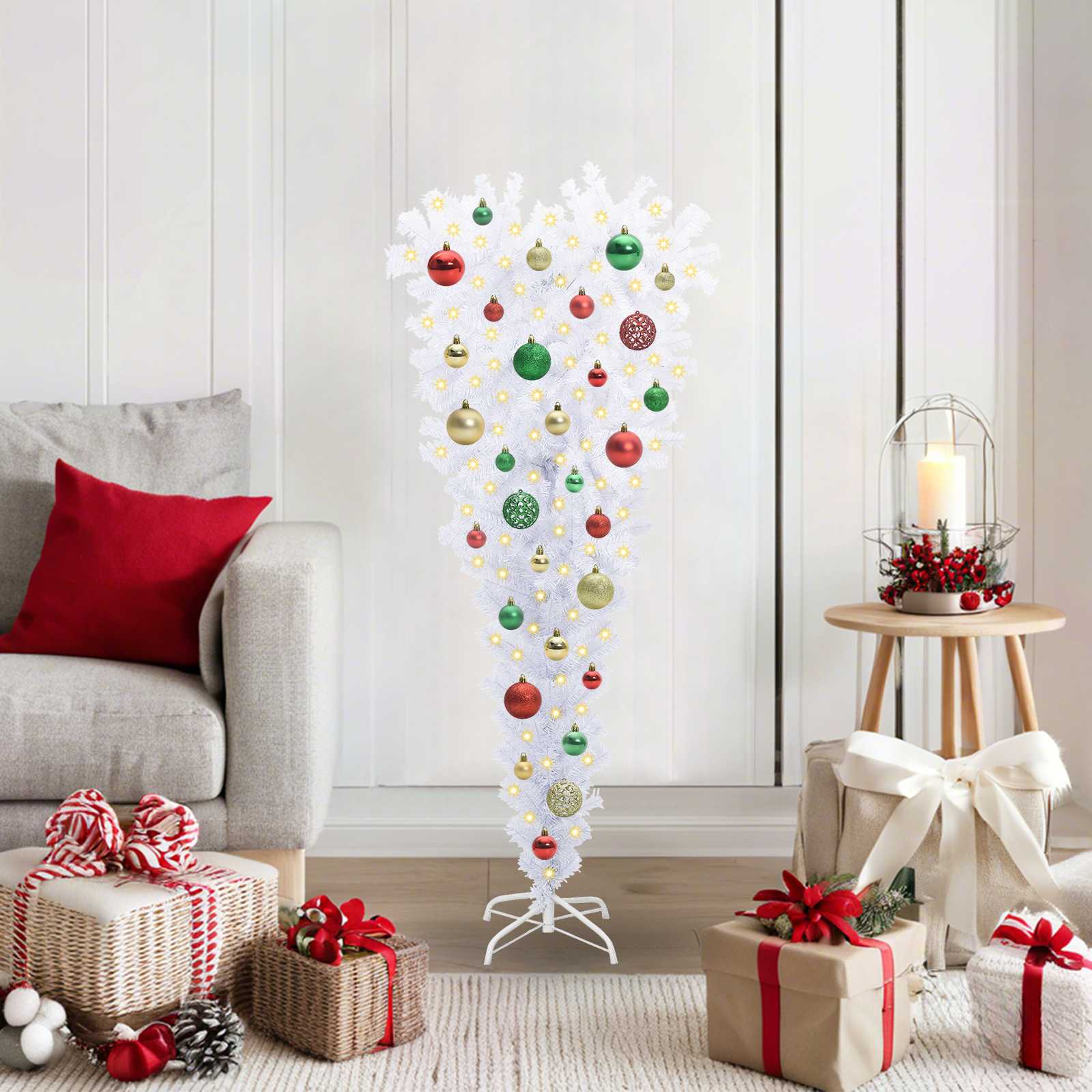 vidaXL Kunstkerstboom met 150 LED Wit 120 cm PVC en Staal