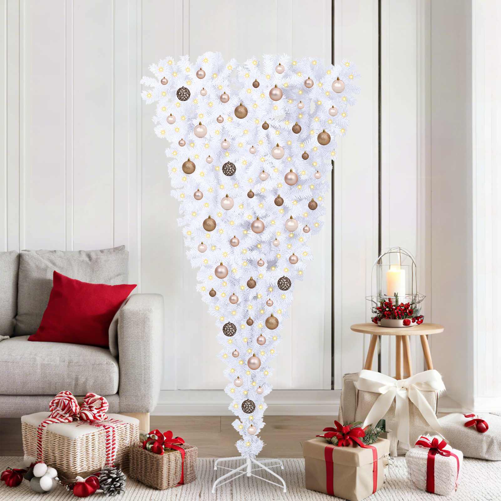 vidaXL Kunstkerstboom met 300 LED Wit 180 cm PVC en Staal