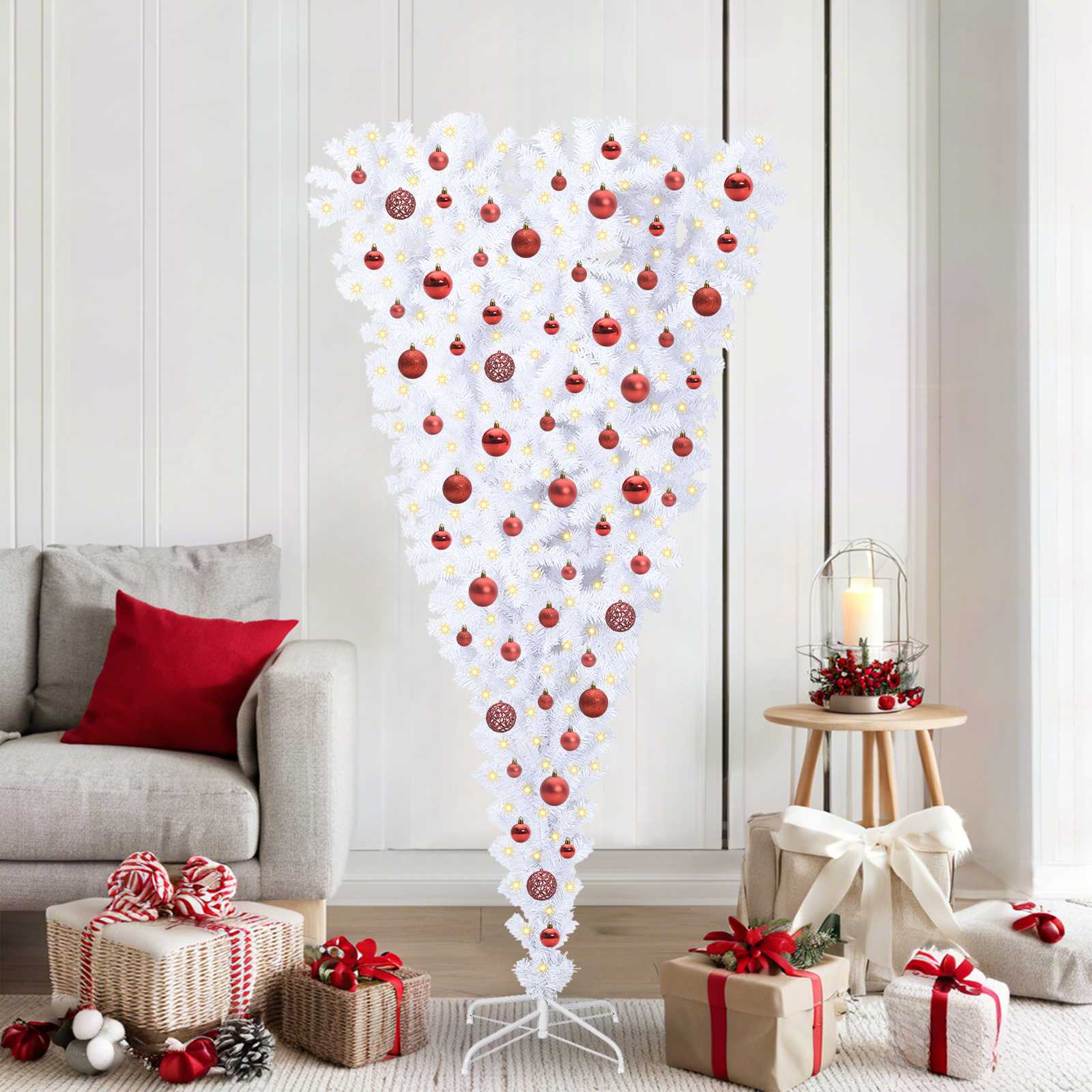 vidaXL Kunstkerstboom met 300 LED Wit 180 cm PVC en Staal