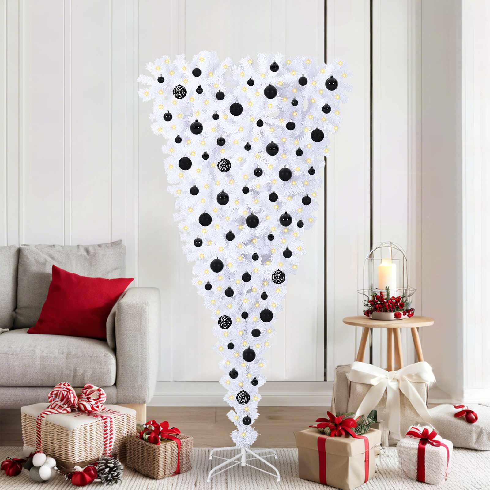 vidaXL Kunstkerstboom met 300 LED Wit 180 cm PVC en Staal