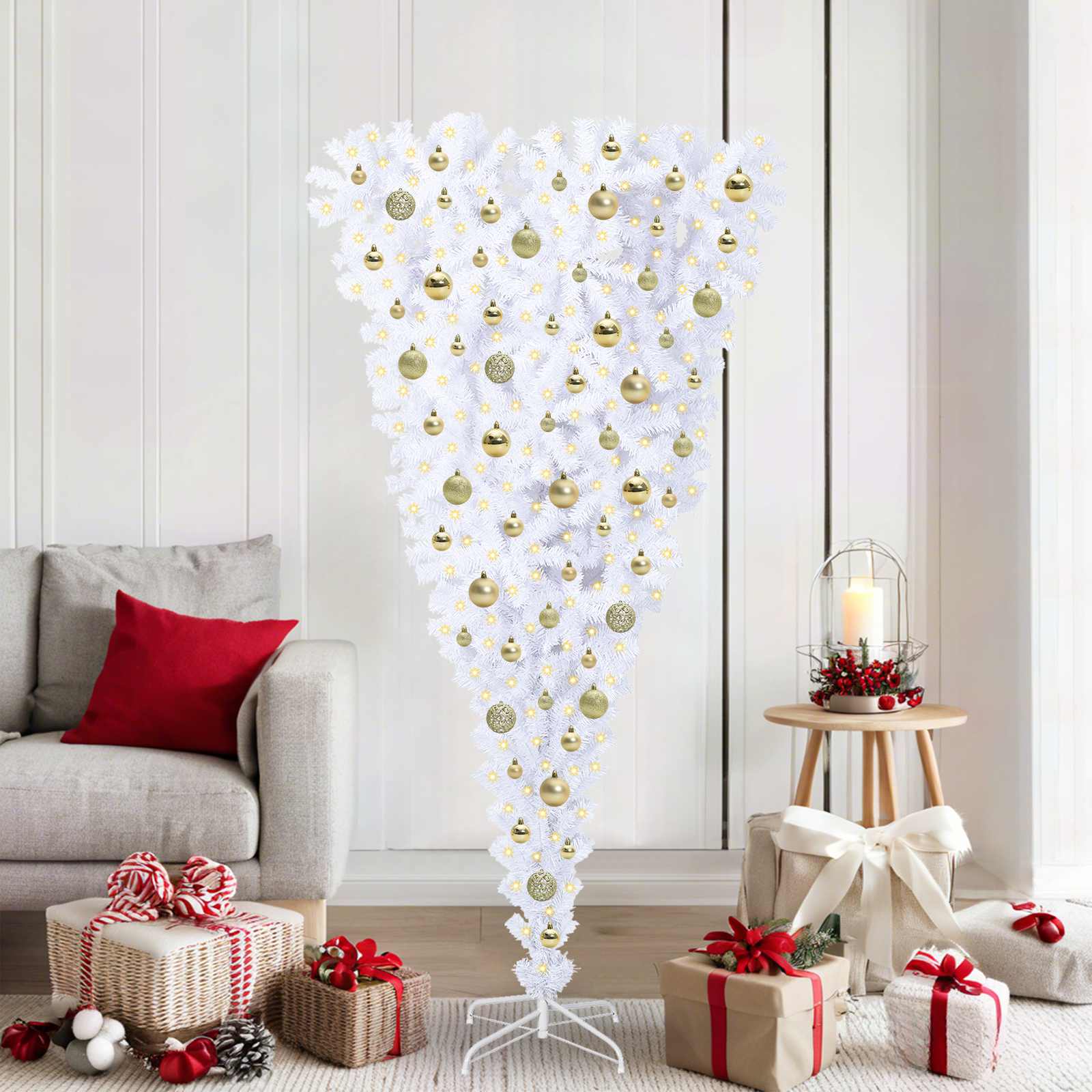vidaXL Kunstkerstboom met 300 LED Wit 180 cm PVC en Staal