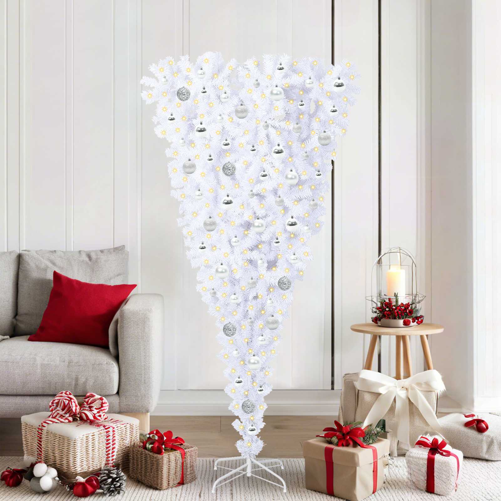 vidaXL Kunstkerstboom met 300 LED Wit 180 cm PVC en Staal