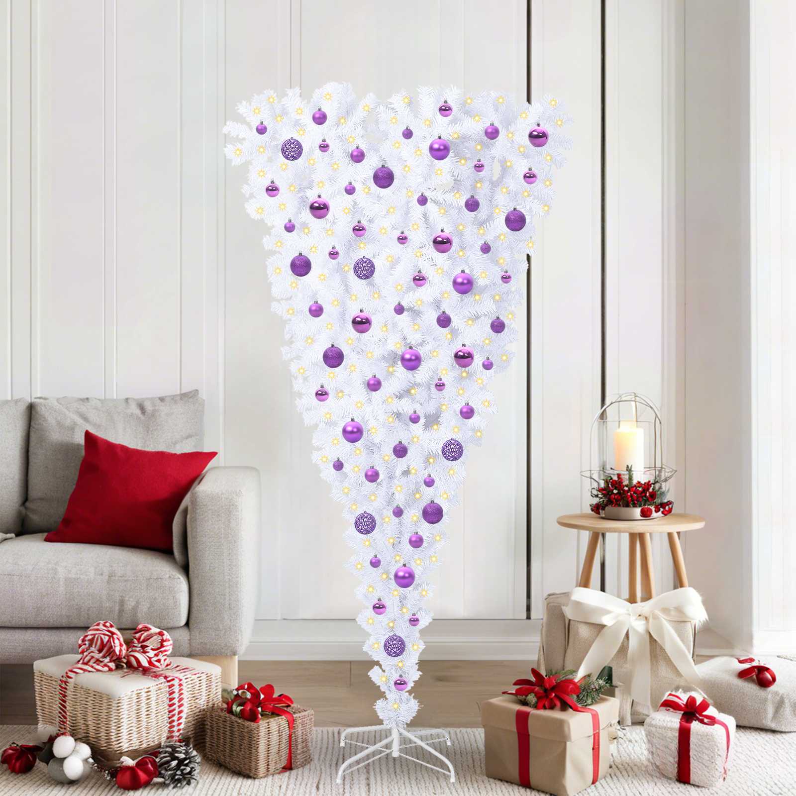 vidaXL Kunstkerstboom met 300 LED Wit 180 cm PVC en Staal