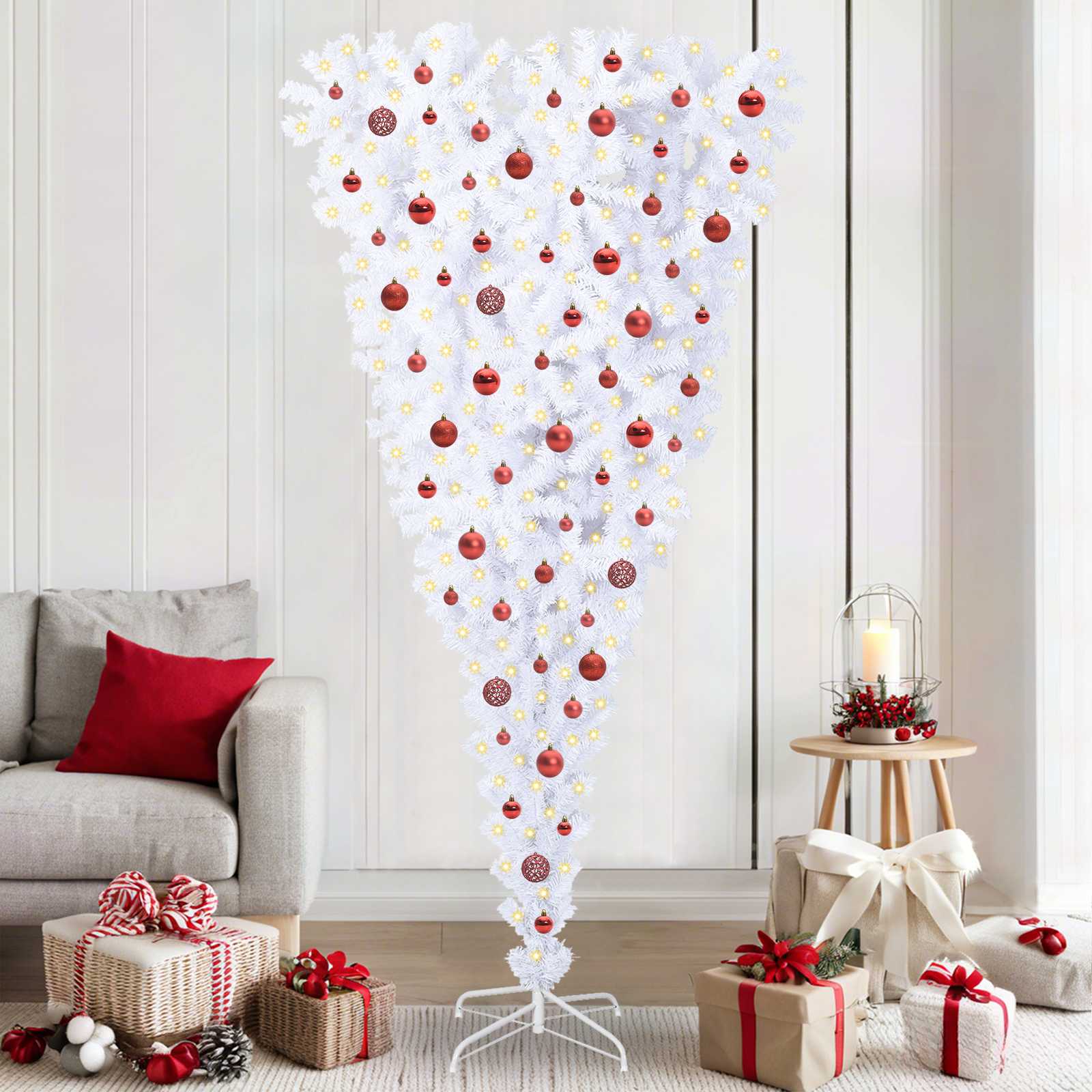 vidaXL Kunstkerstboom met 300 LED Wit 180 cm PVC en Staal