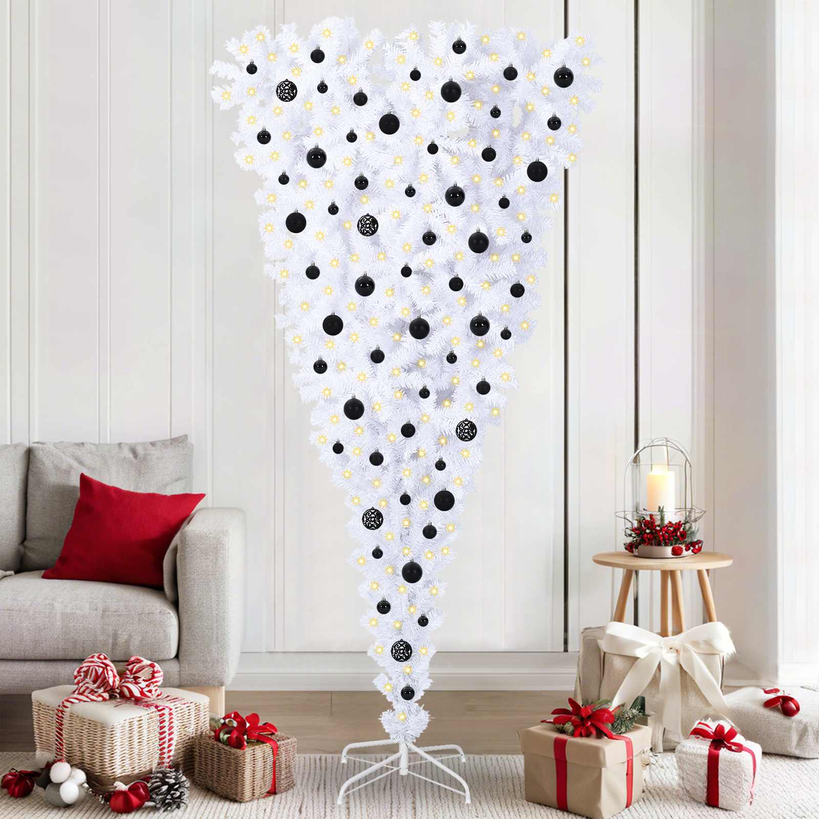 vidaXL Kunstkerstboom met 300 LED Wit 180 cm PVC en Staal
