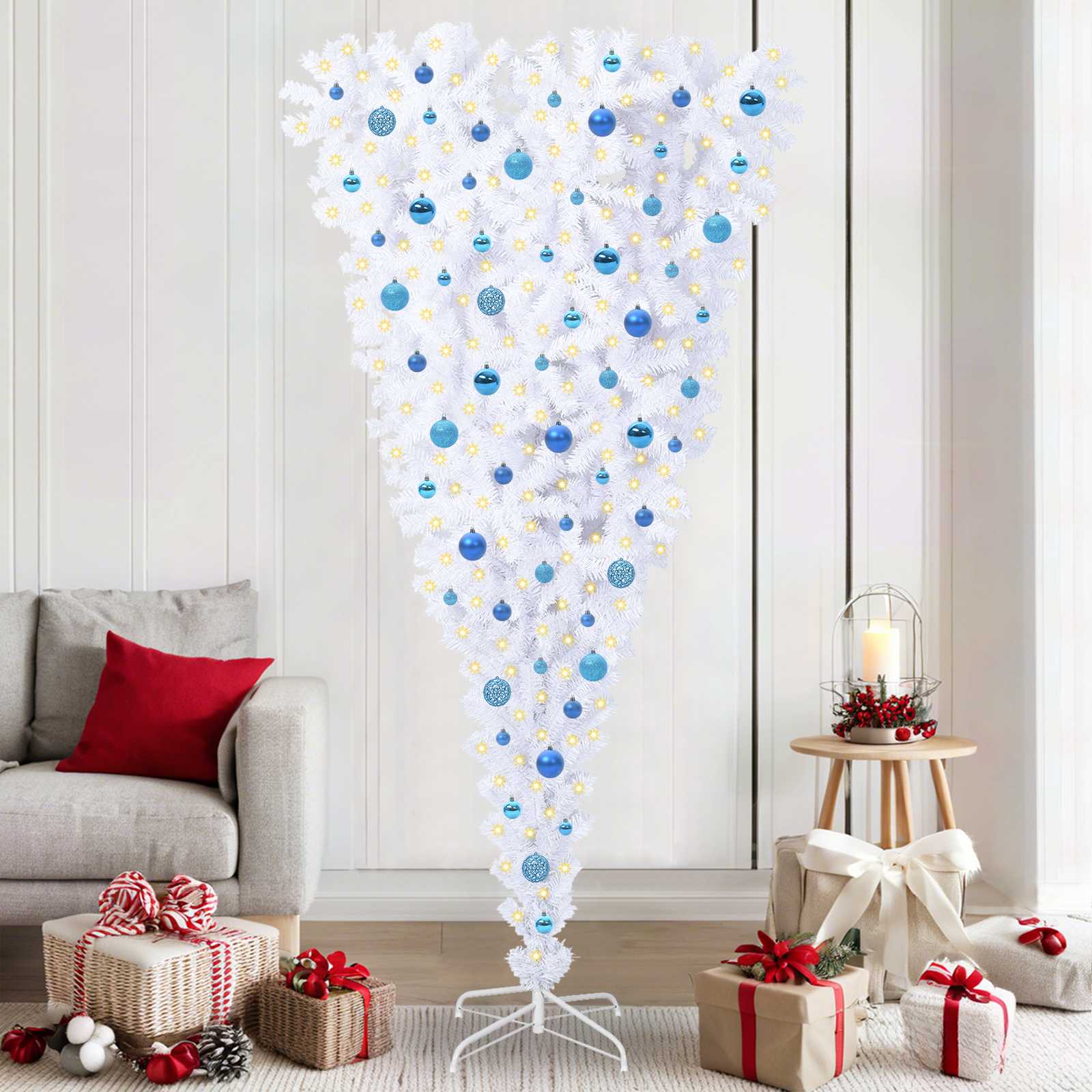 vidaXL Kunstkerstboom met 300 LED Wit 180 cm PVC en Staal