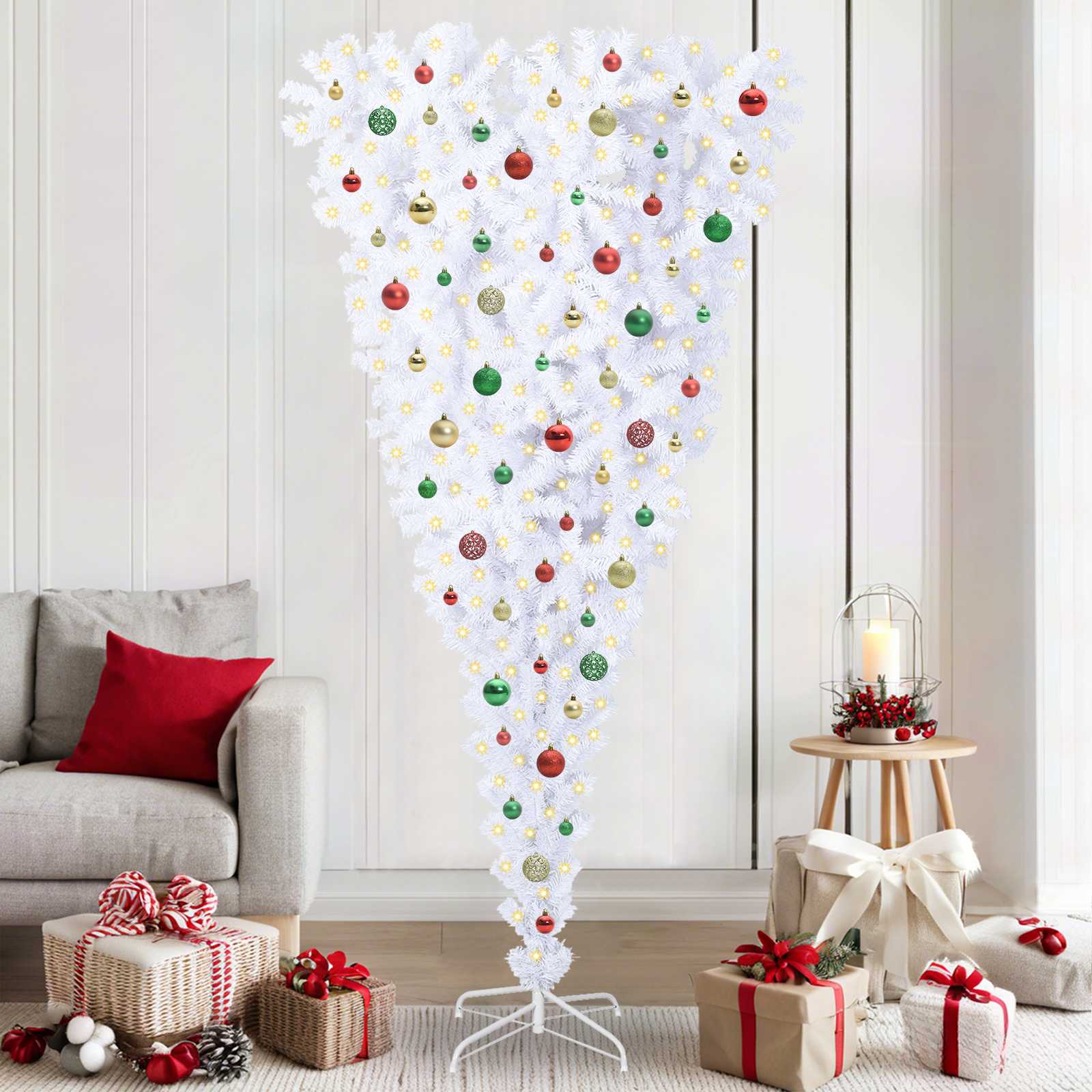 vidaXL Kunstkerstboom met 300 LED Wit 180 cm PVC en Staal