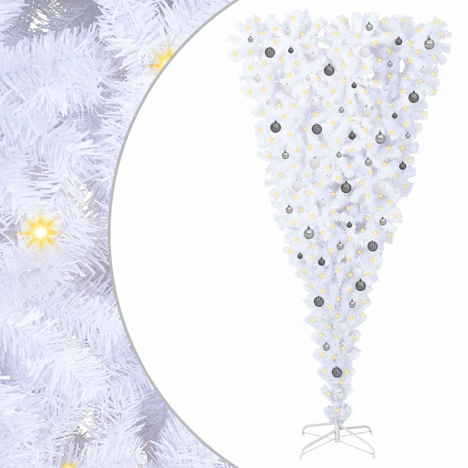 vidaXL Kunstkerstboom met 300 LED Wit 180 cm PVC en Staal