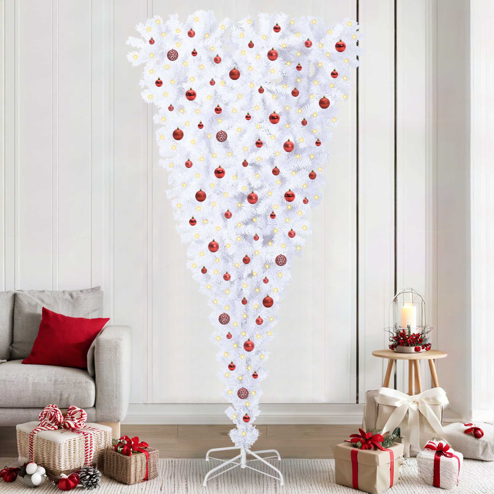 vidaXL Kunstkerstboom met 300 LED Wit 180 cm PVC en Staal