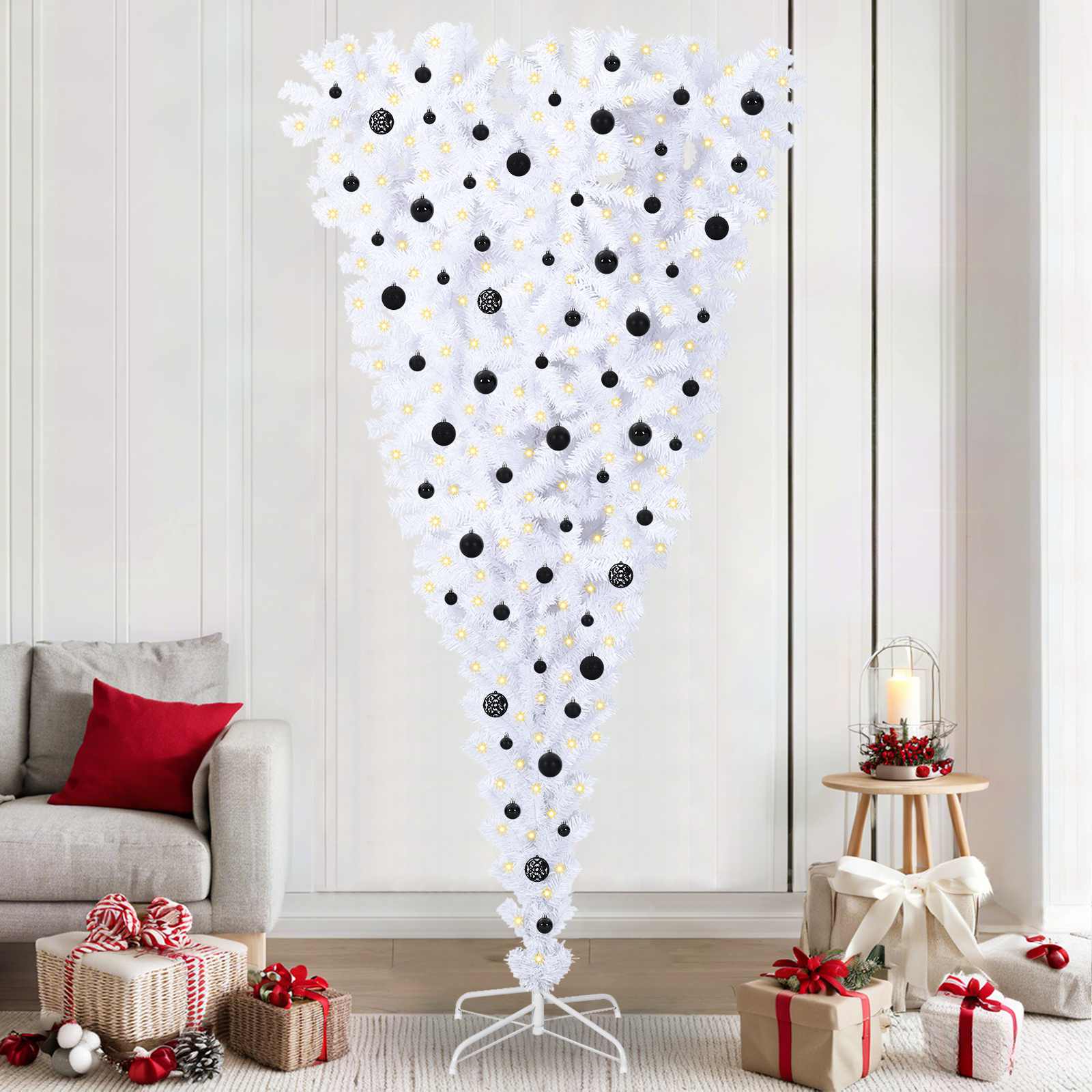 vidaXL Kunstkerstboom met 300 LED Wit 180 cm PVC en Staal