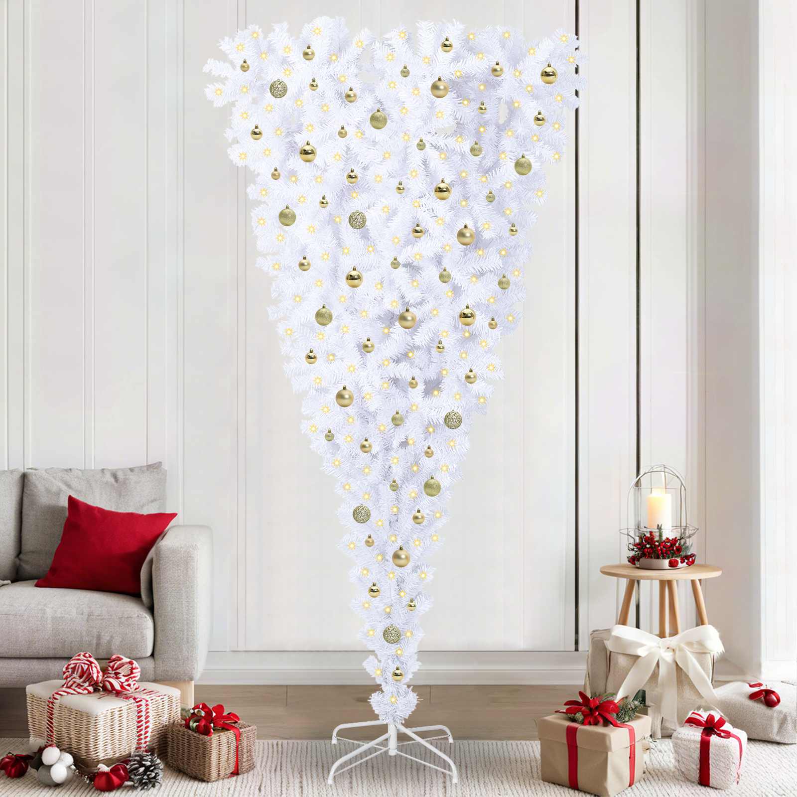 vidaXL Kunstkerstboom met 300 LED Wit 180 cm PVC en Staal