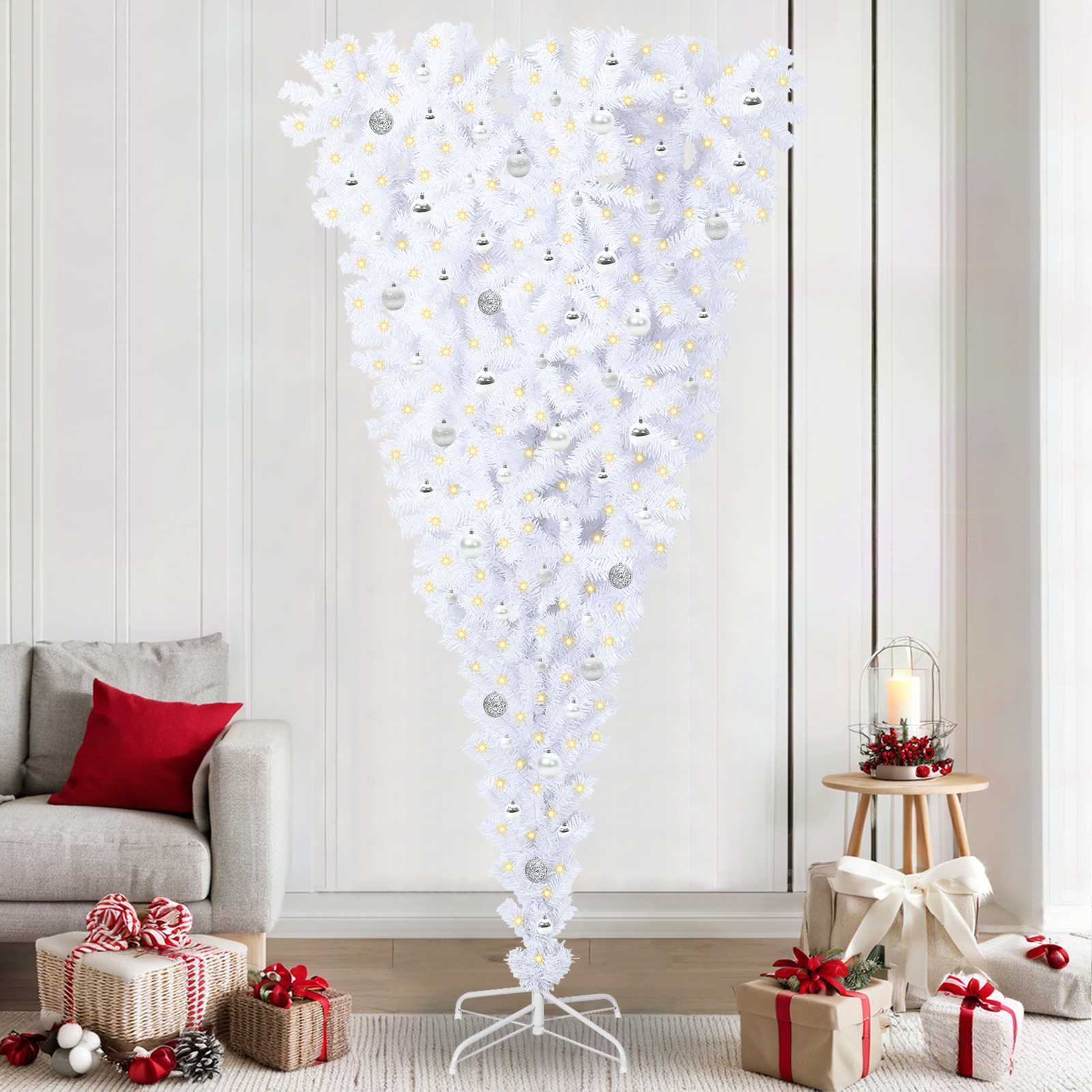 vidaXL Kunstkerstboom met 300 LED Wit 180 cm PVC en Staal