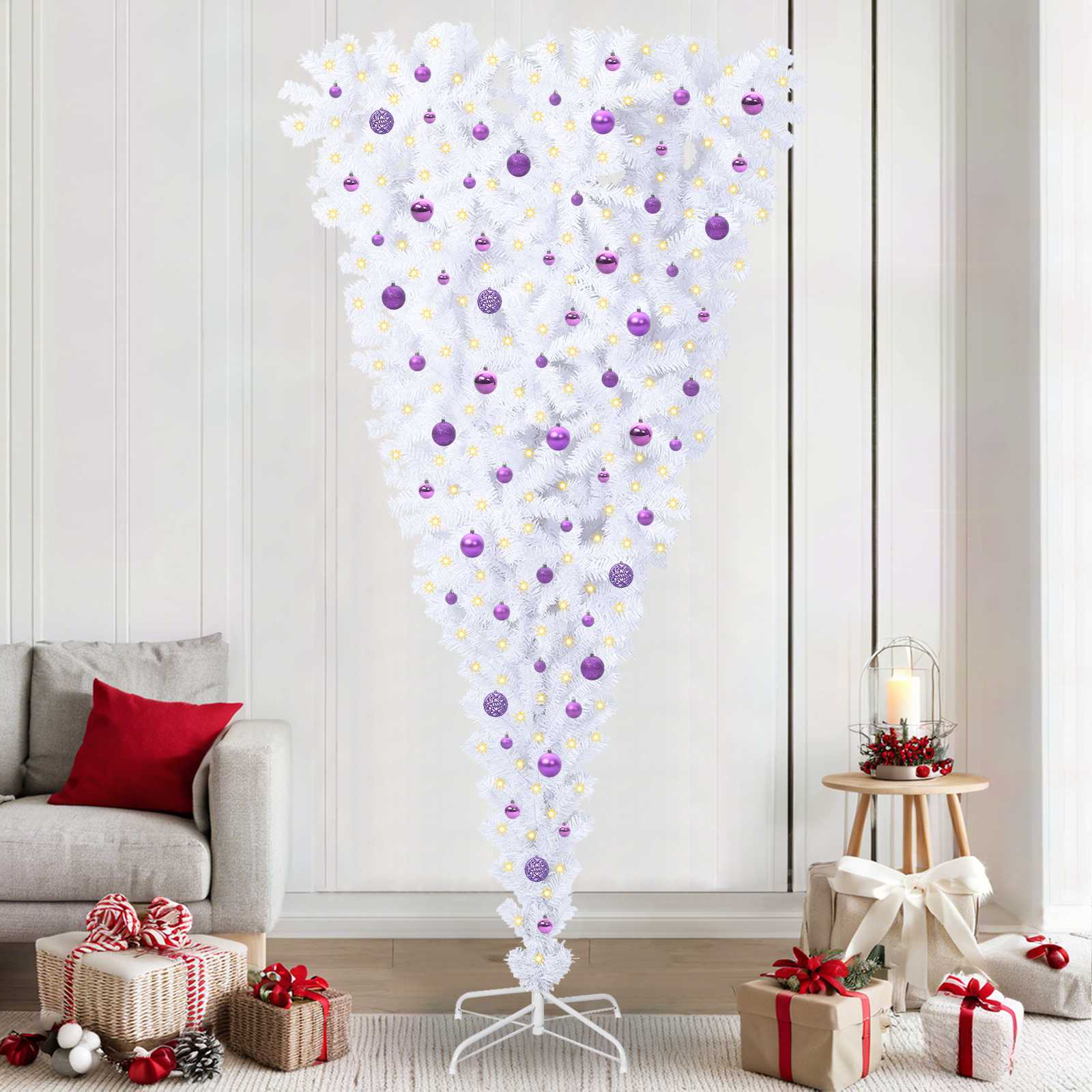 vidaXL Kunstkerstboom met 300 LED Wit 180 cm PVC en Staal