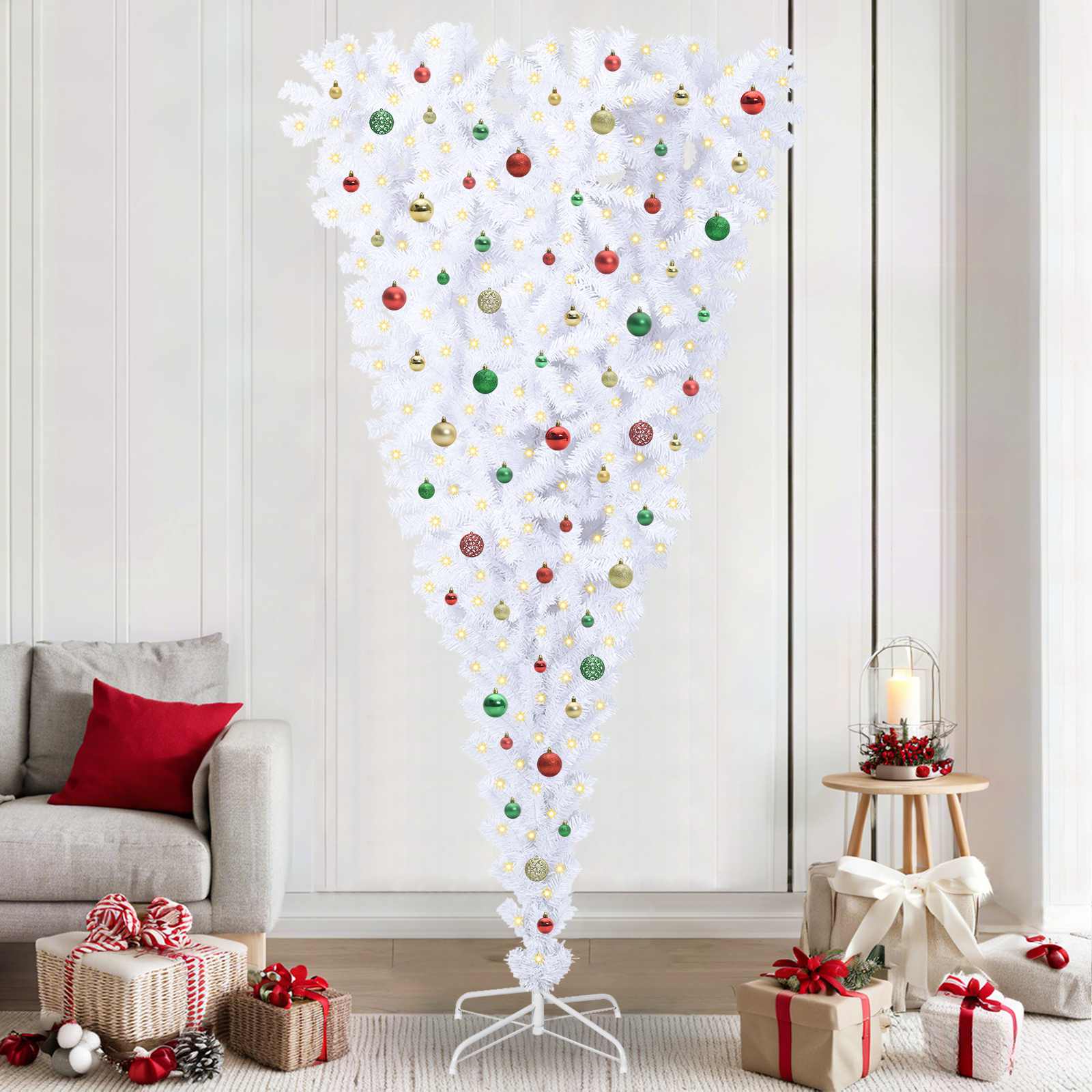 vidaXL Kunstkerstboom met 300 LED Wit 180 cm PVC en Staal