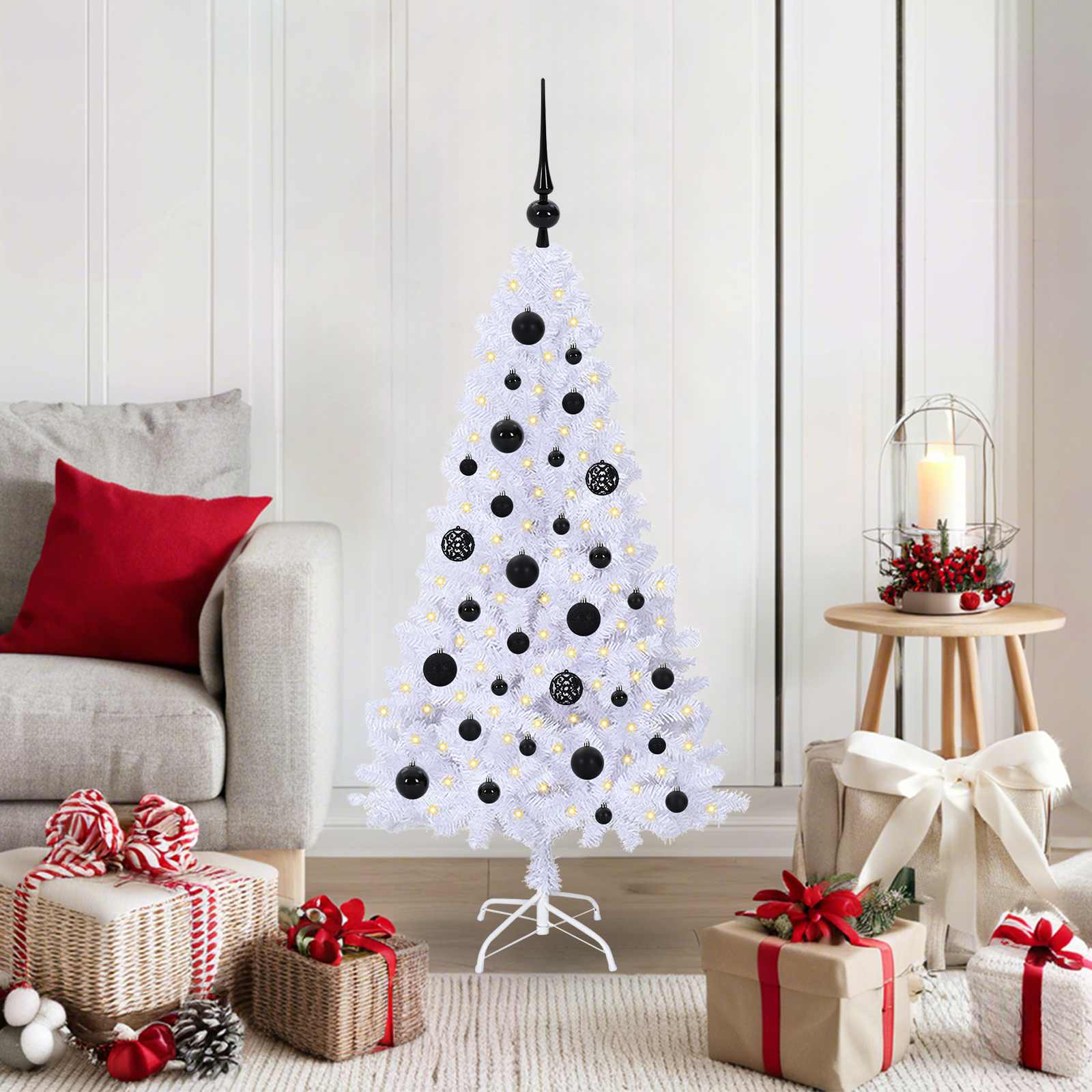 vidaXL Kunstkerstboom met 150 LED Wit 120 cm PVC en staal
