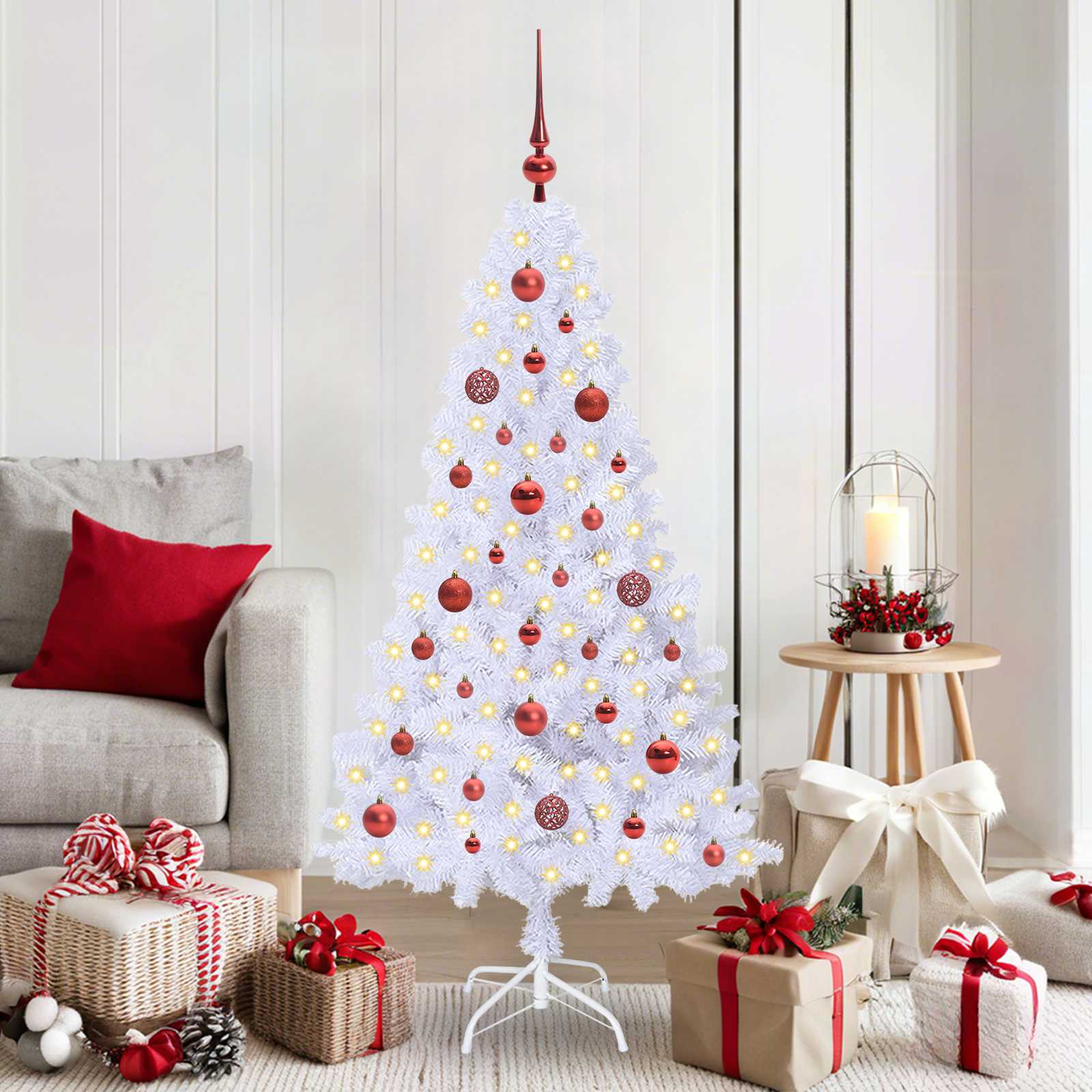 vidaXL Kunstkerstboom met 150 LED Wit 120 cm PVC en staal
