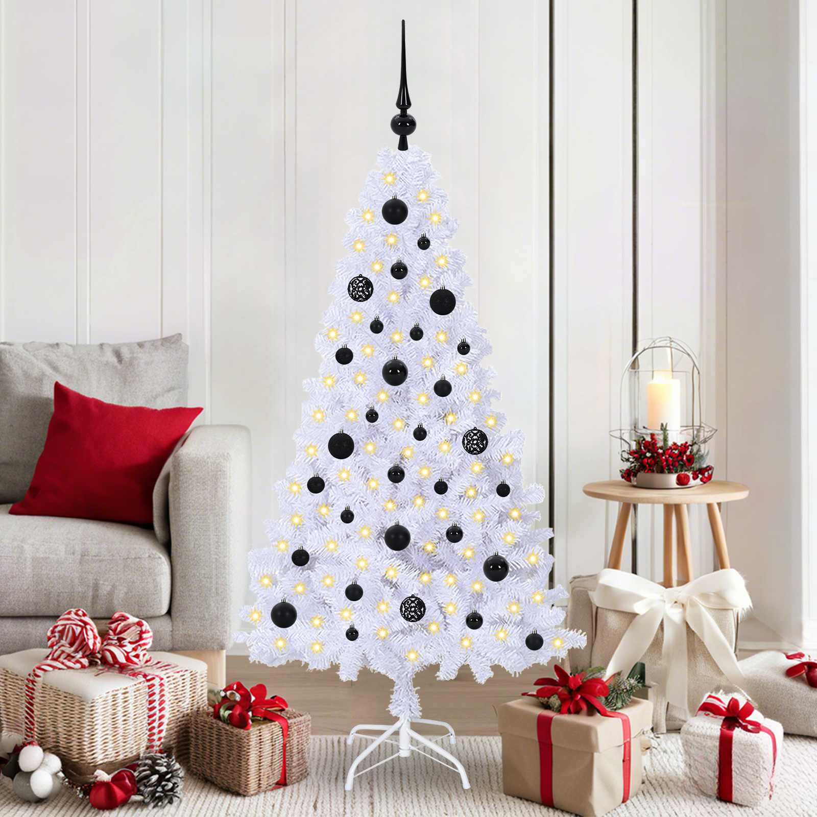 vidaXL Kunstkerstboom met 150 LED Wit 120 cm PVC en staal
